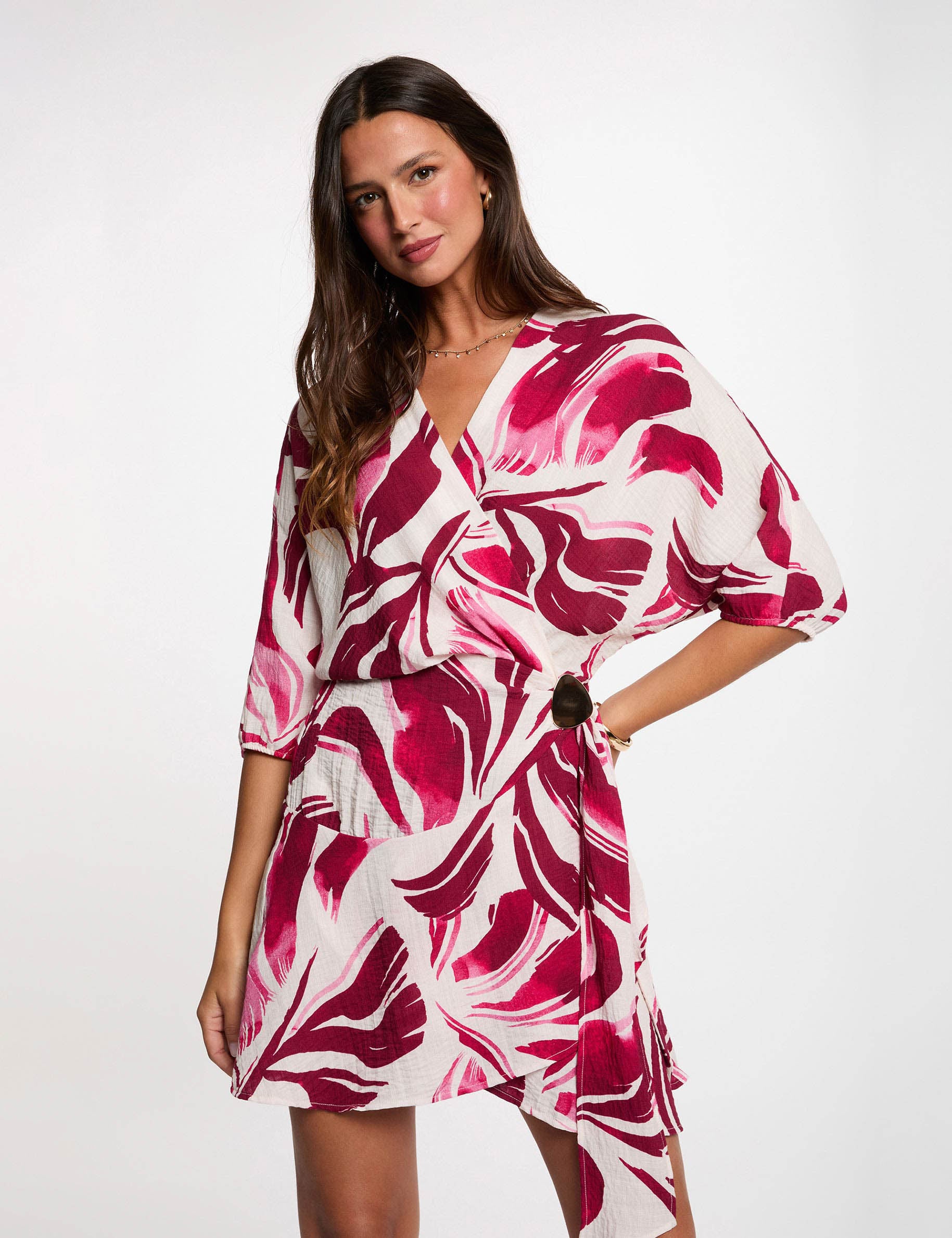 Pleated wrap dress multicolor women