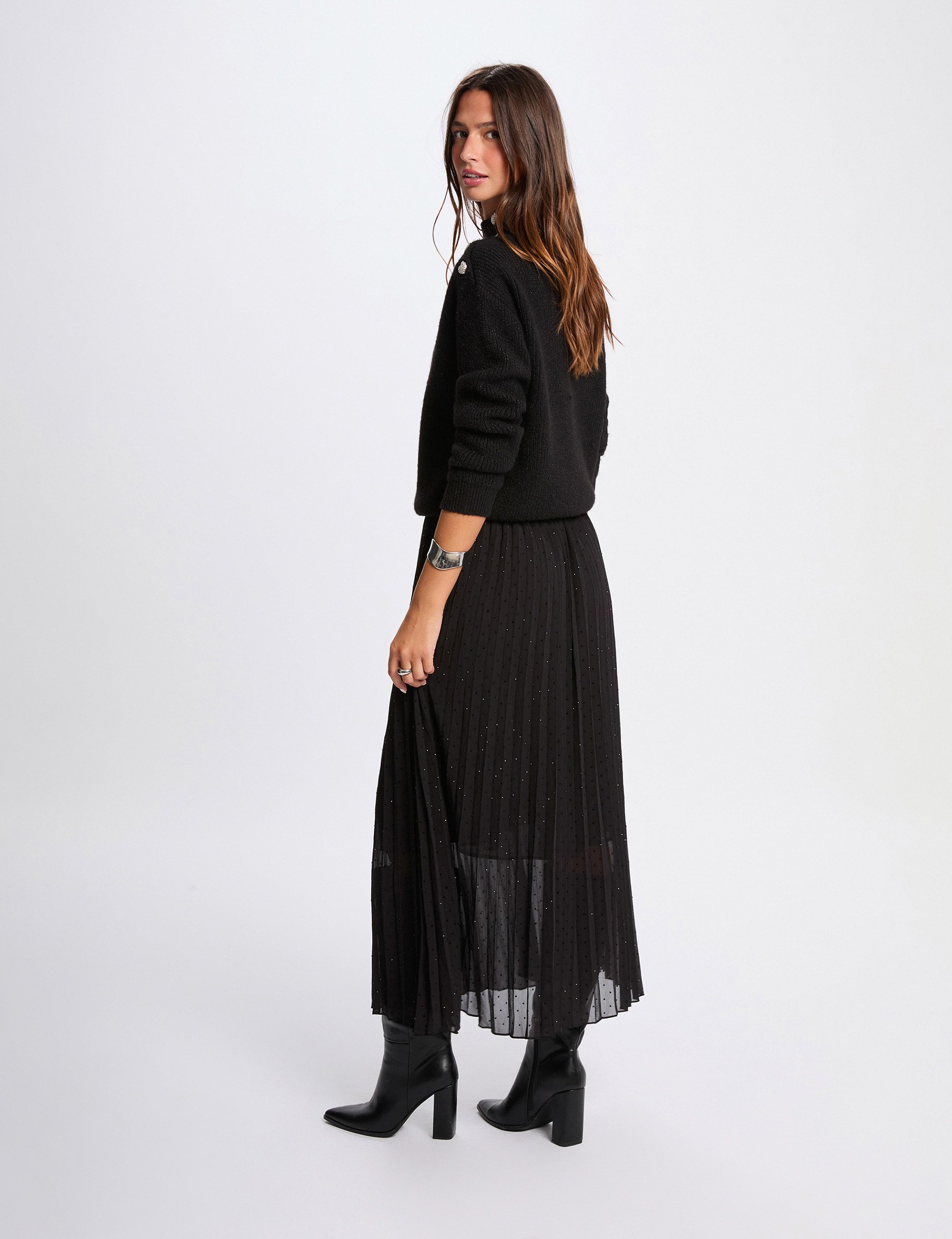 Long skirt with rhinestones black women