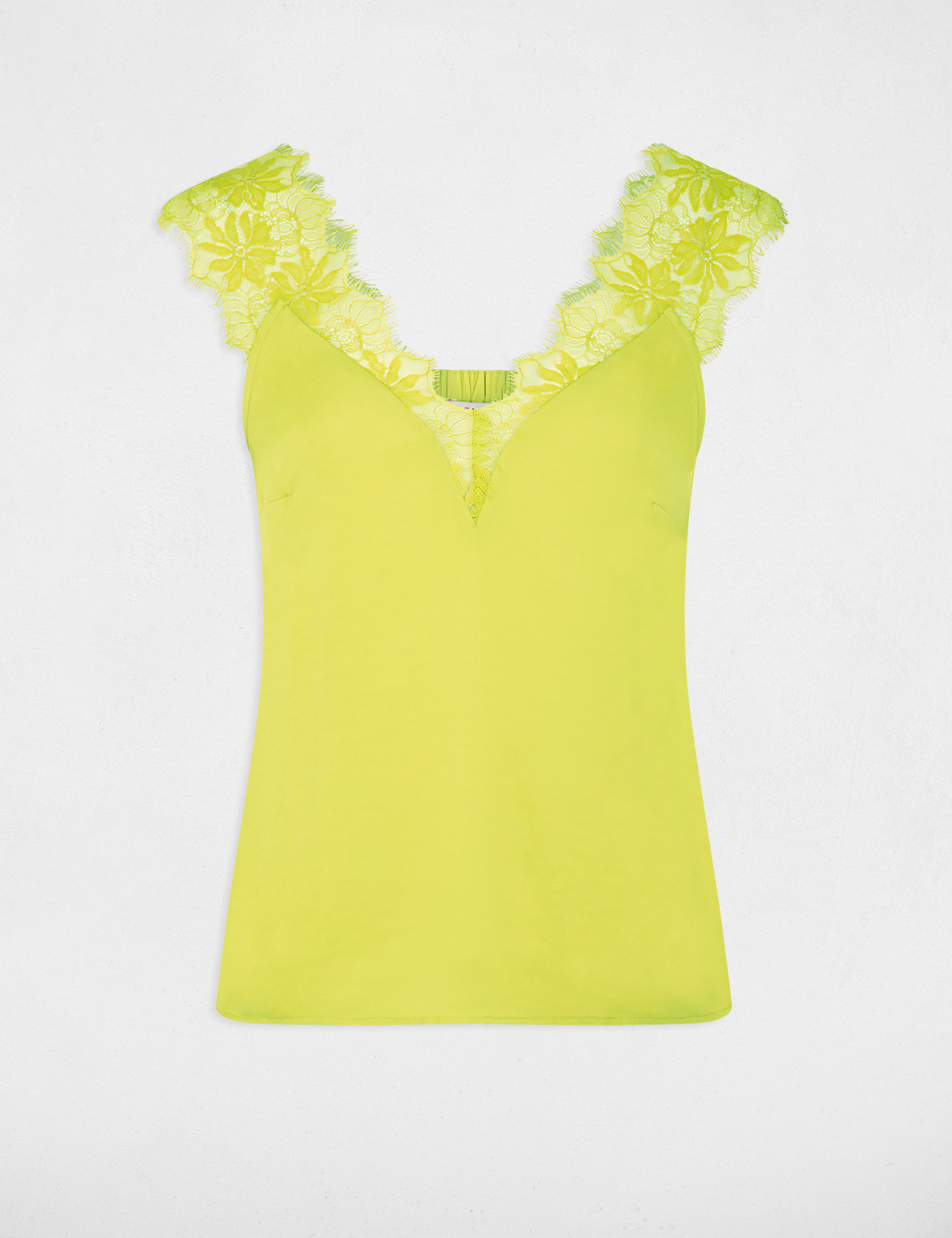 Blouse with wide straps in lace medium yellow ladies'