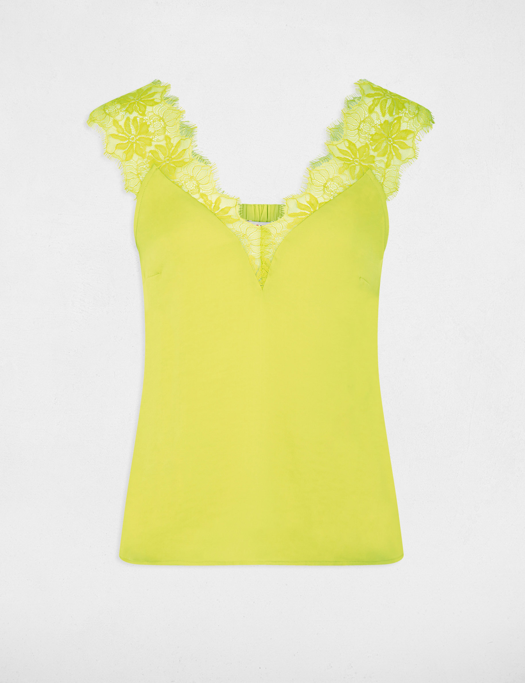 wide strap lace blouse medium yellow women Wide-strap lace blouse medium yellow women