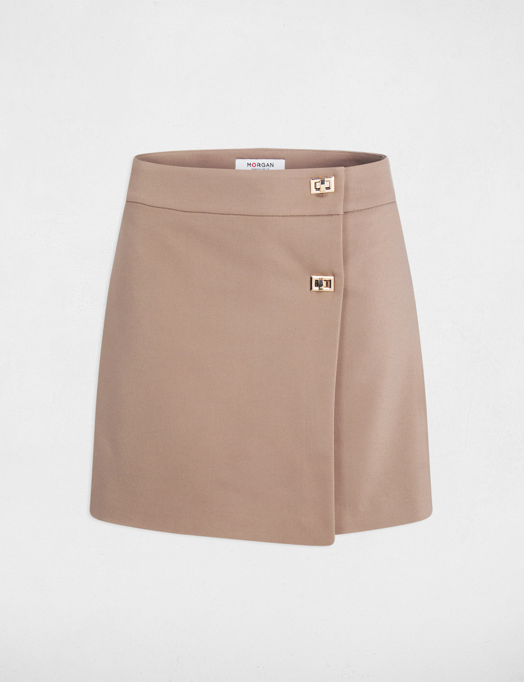 High-waisted skirt shorts taupe women