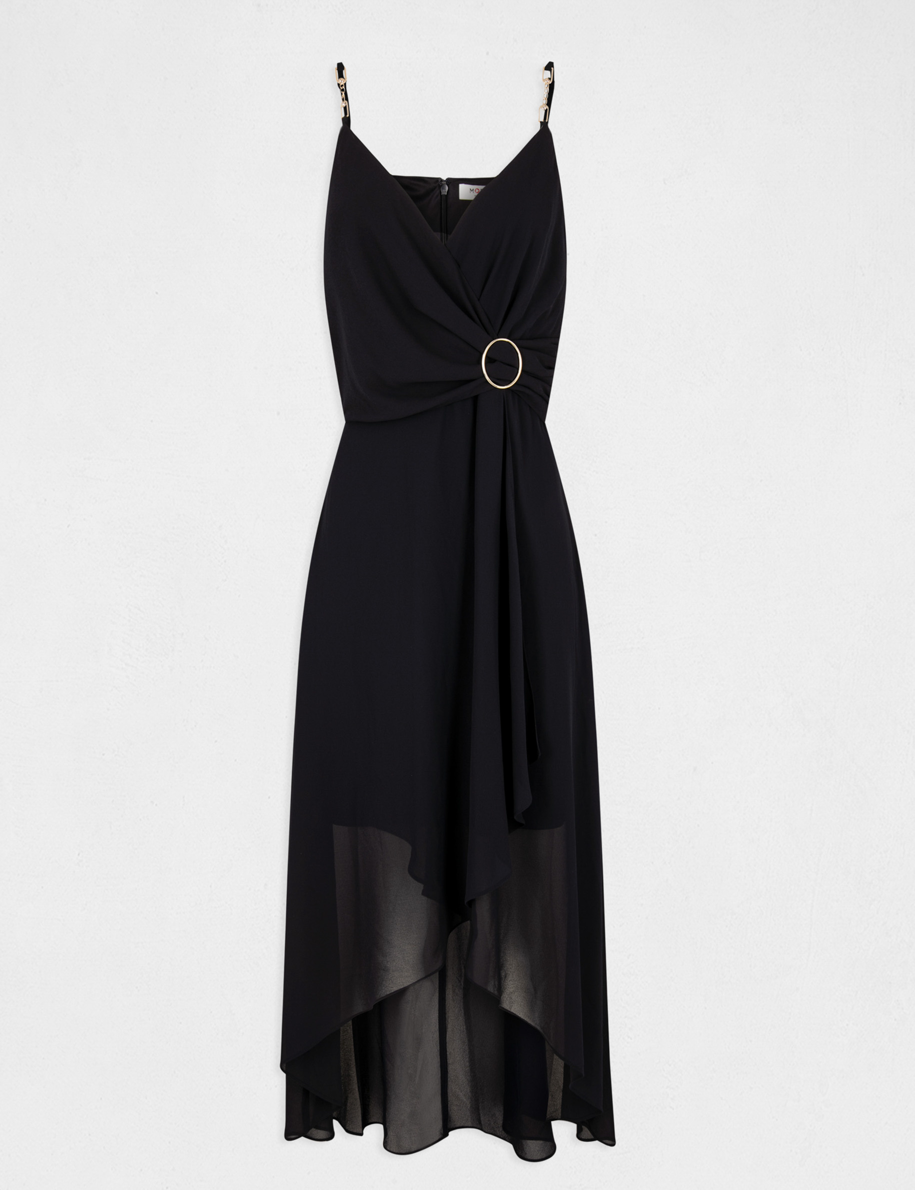 Midi dress with thin straps navy ladies'