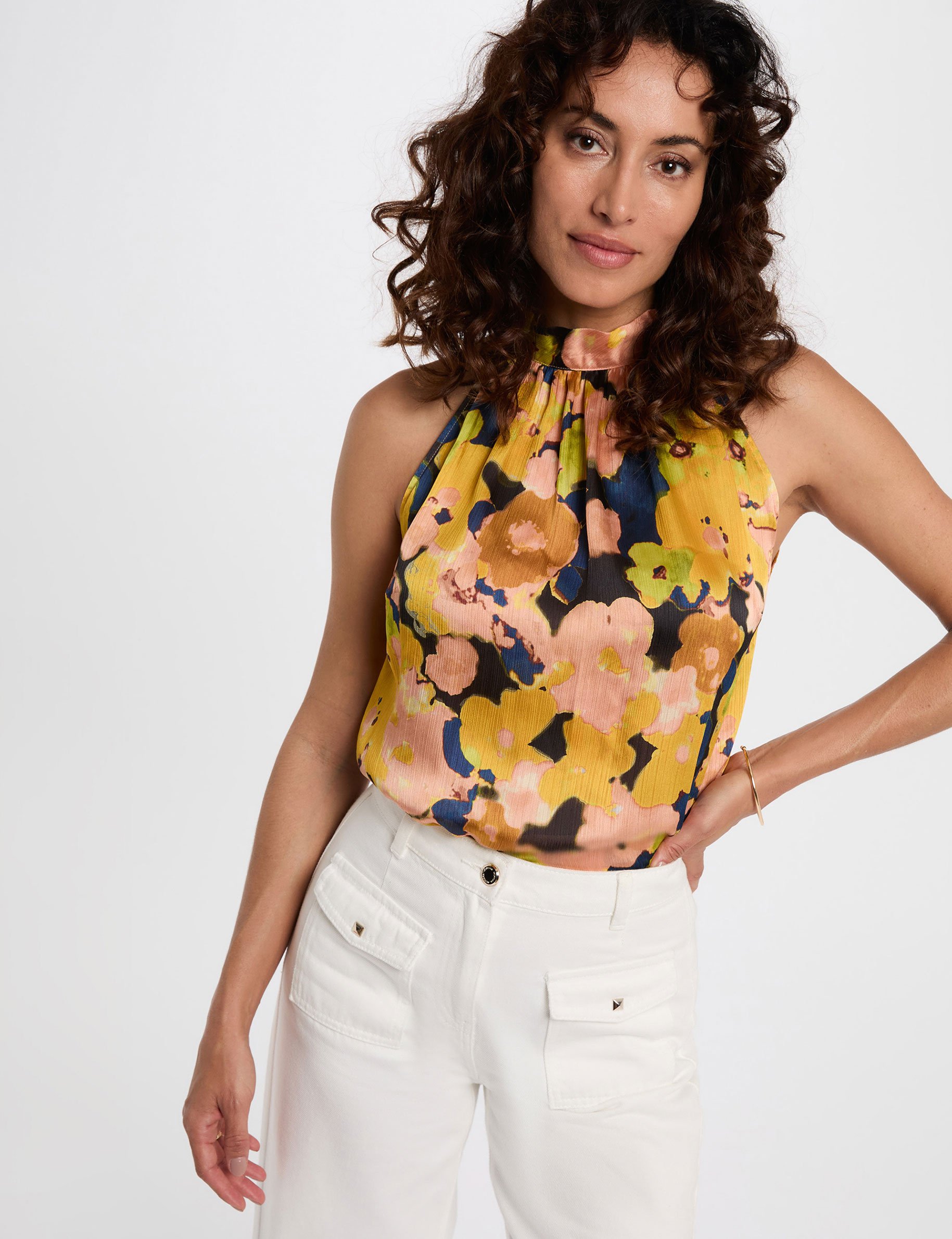 fluid top with high neck multicolor women Fluid top with high neck multicolor women