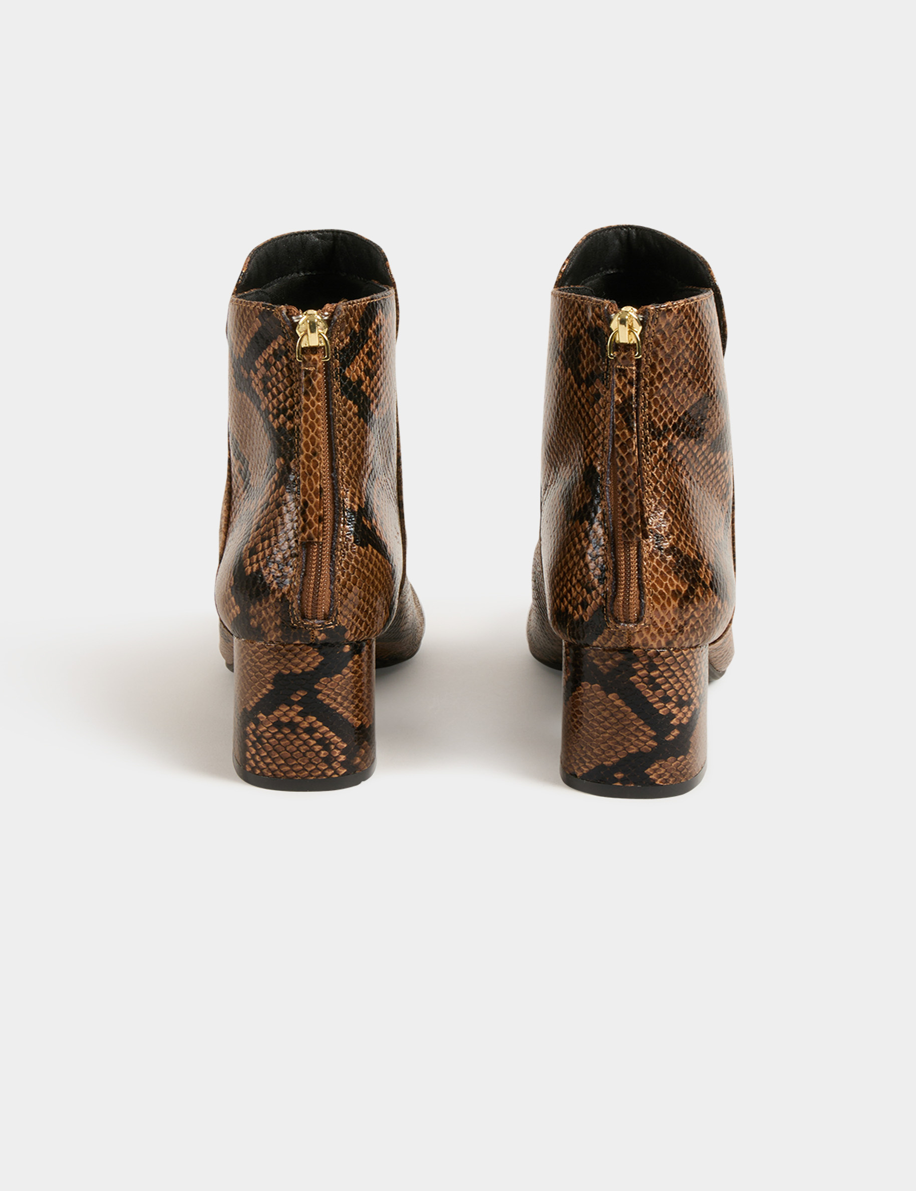 Snake print heeled boots beige women Morgan