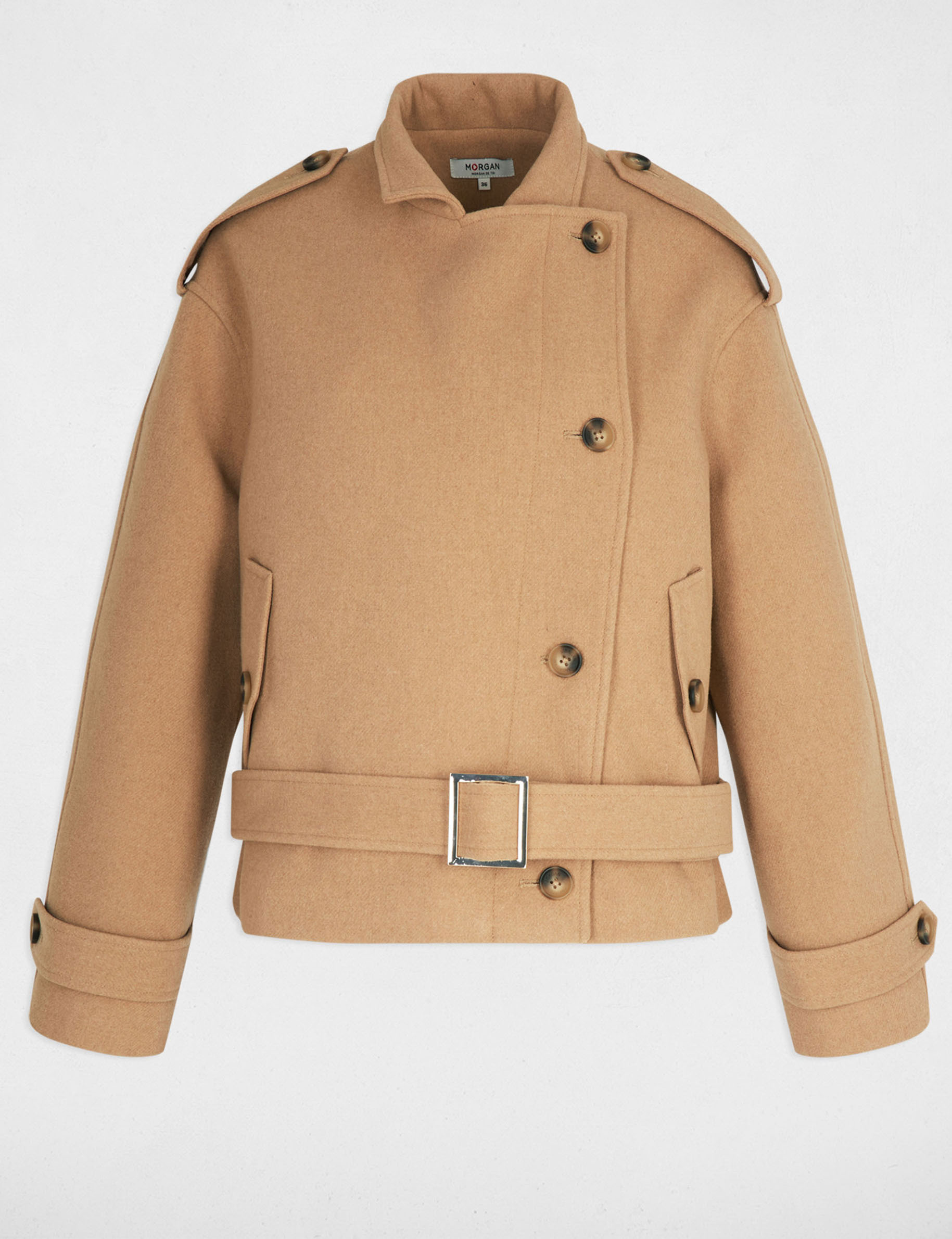 Oversized short coat beige women