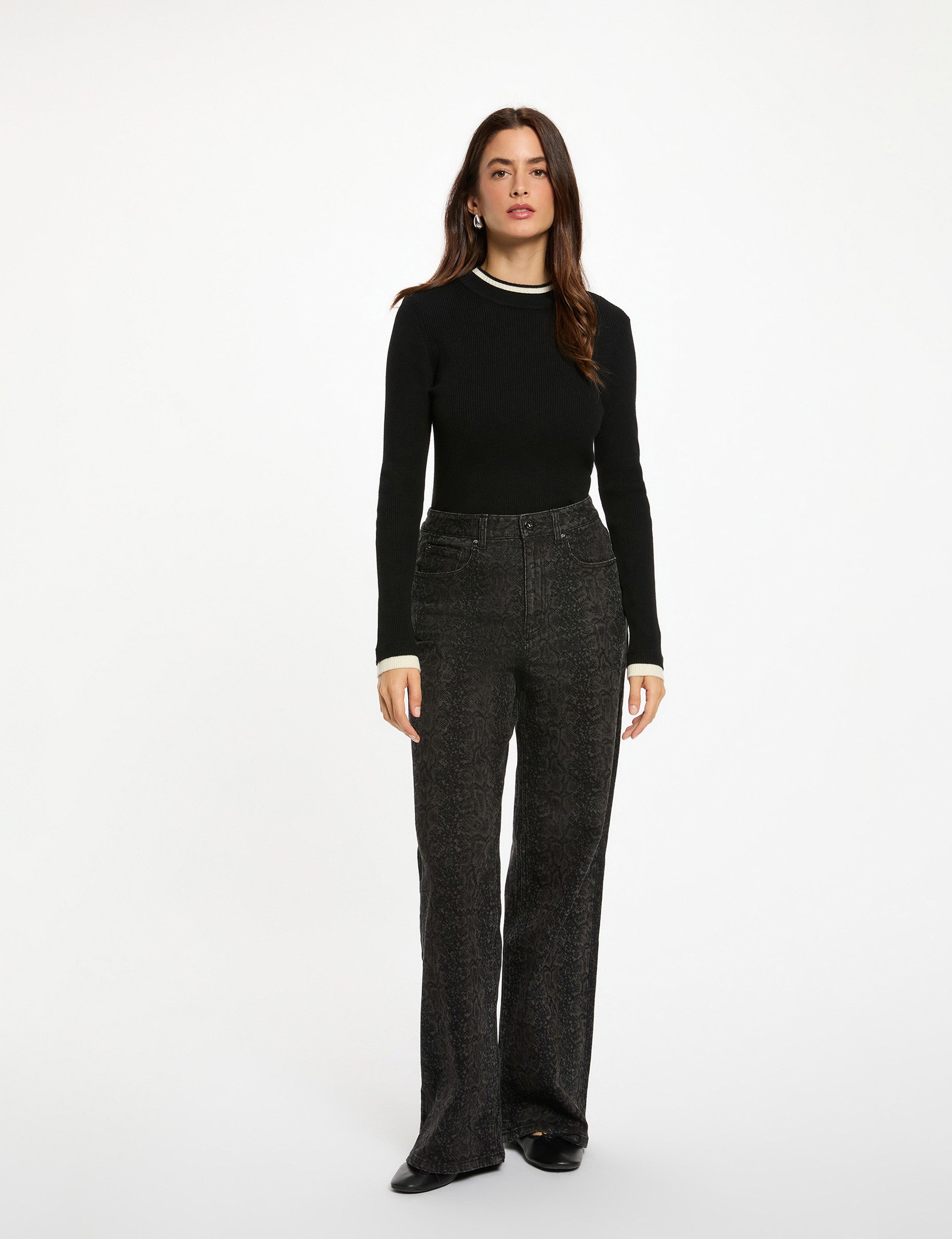 Cropped sweater with high neck black women