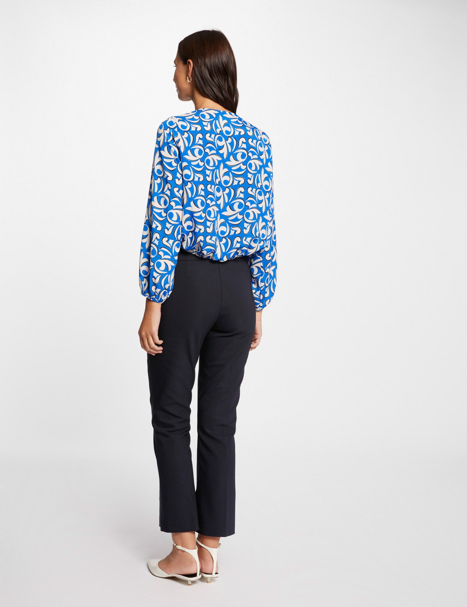 Flare trousers with buttons navy women