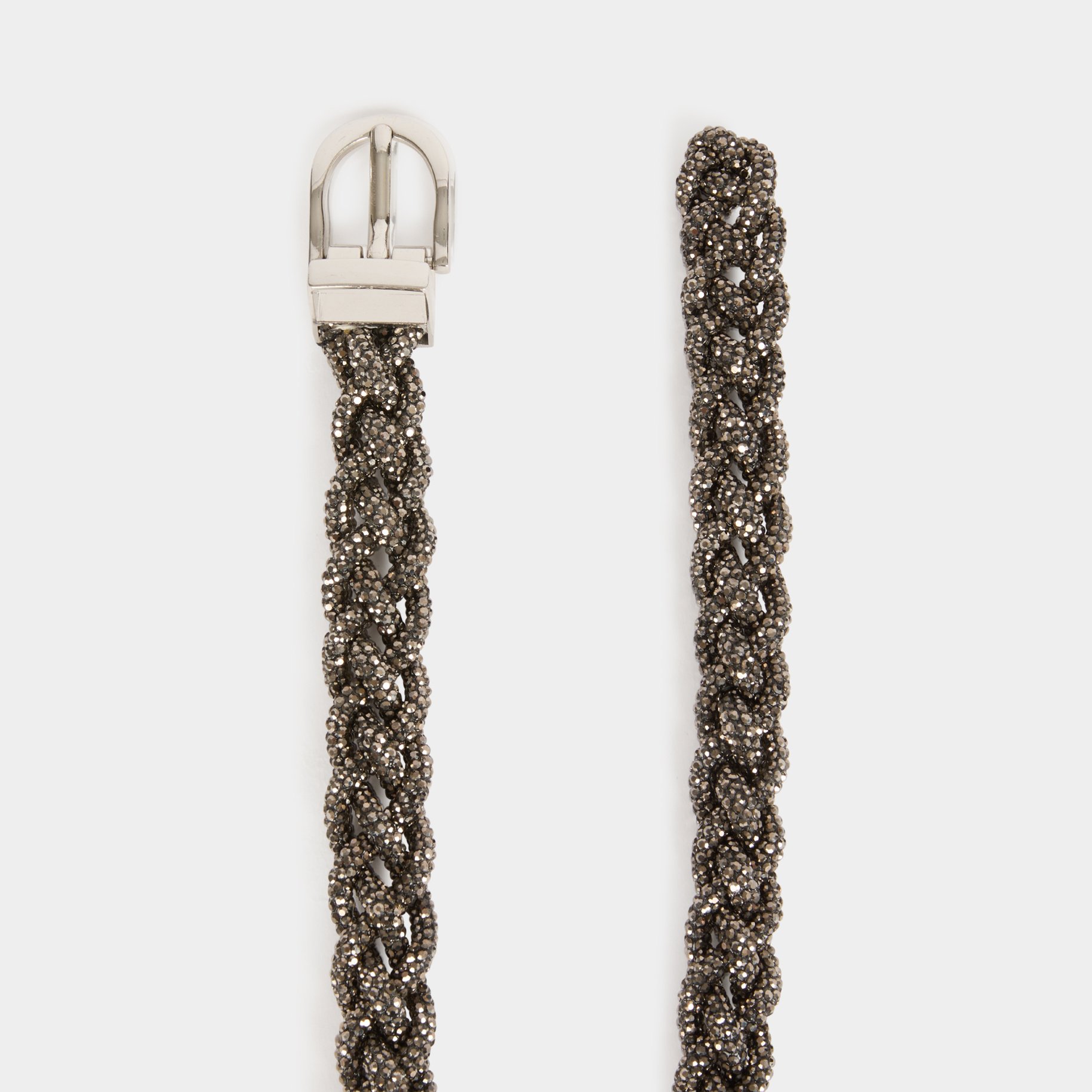 rhinestones braided belt light grey women Rhinestones braided belt light grey women
