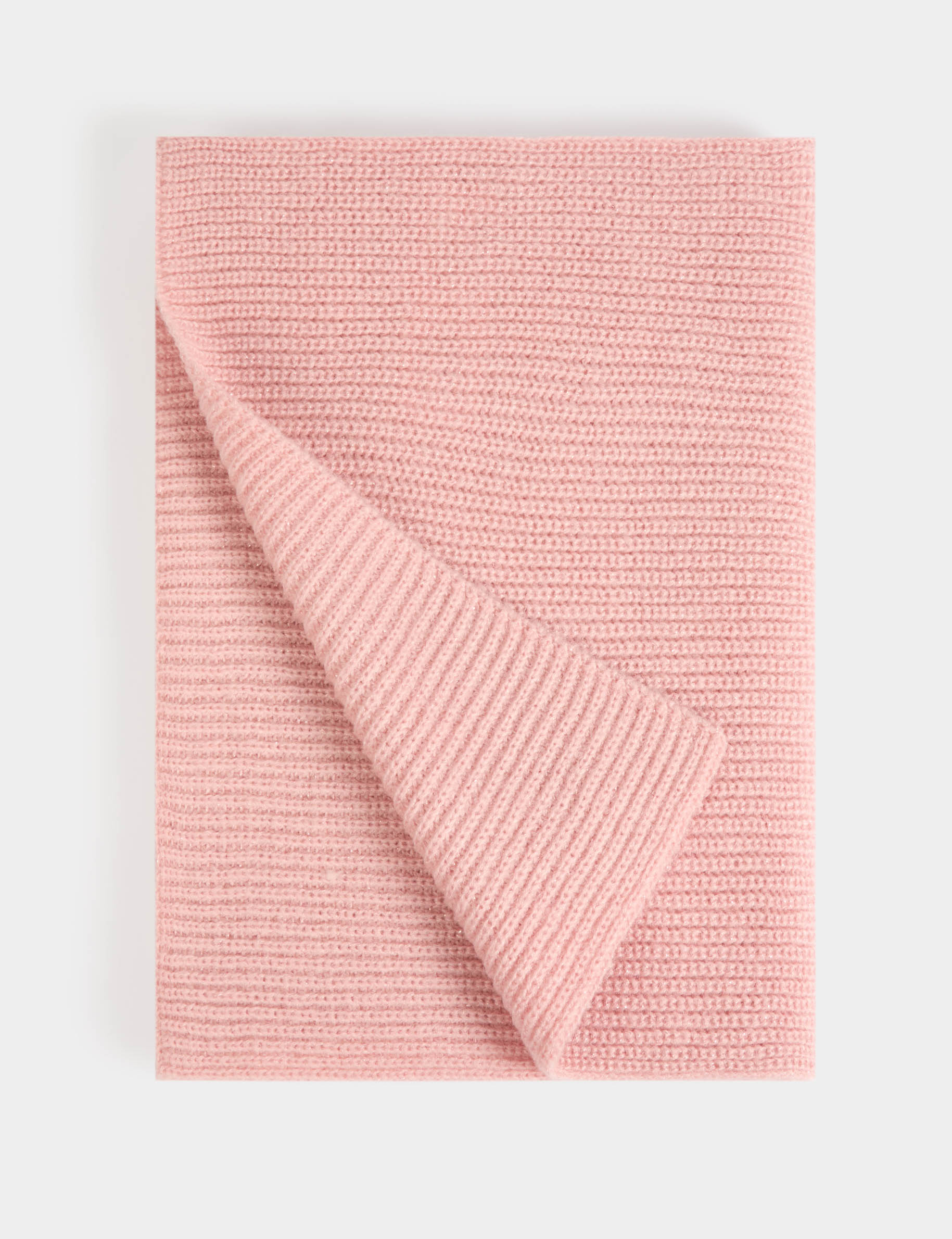 Écharpe tricotée rose poudrée femme