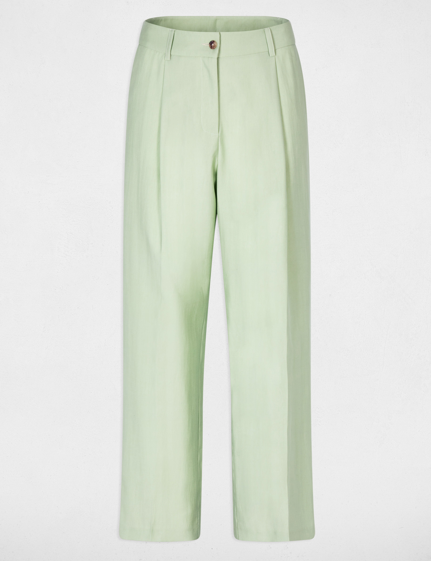 High-waisted carrot trousers pastel green women