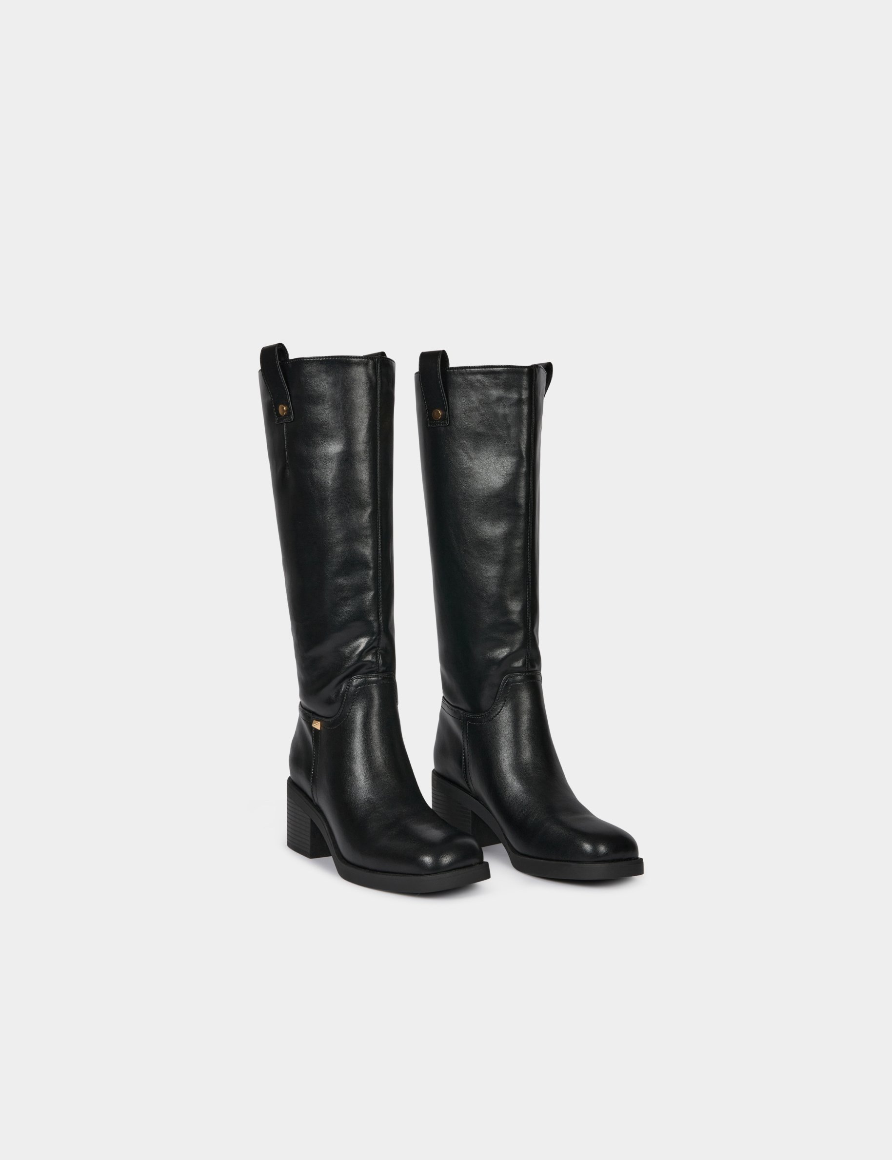Heeled faux leather boots black women