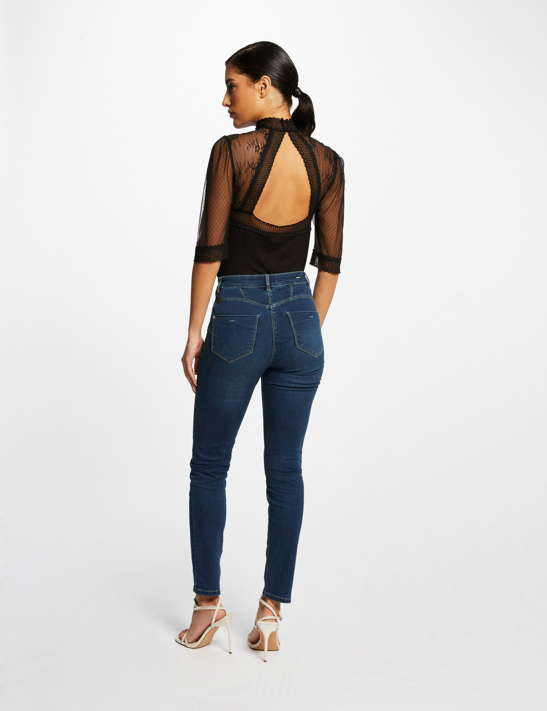 3/4-length sleeved body with lace black ladies' 3/4-length sleeved body with lace black ladies'