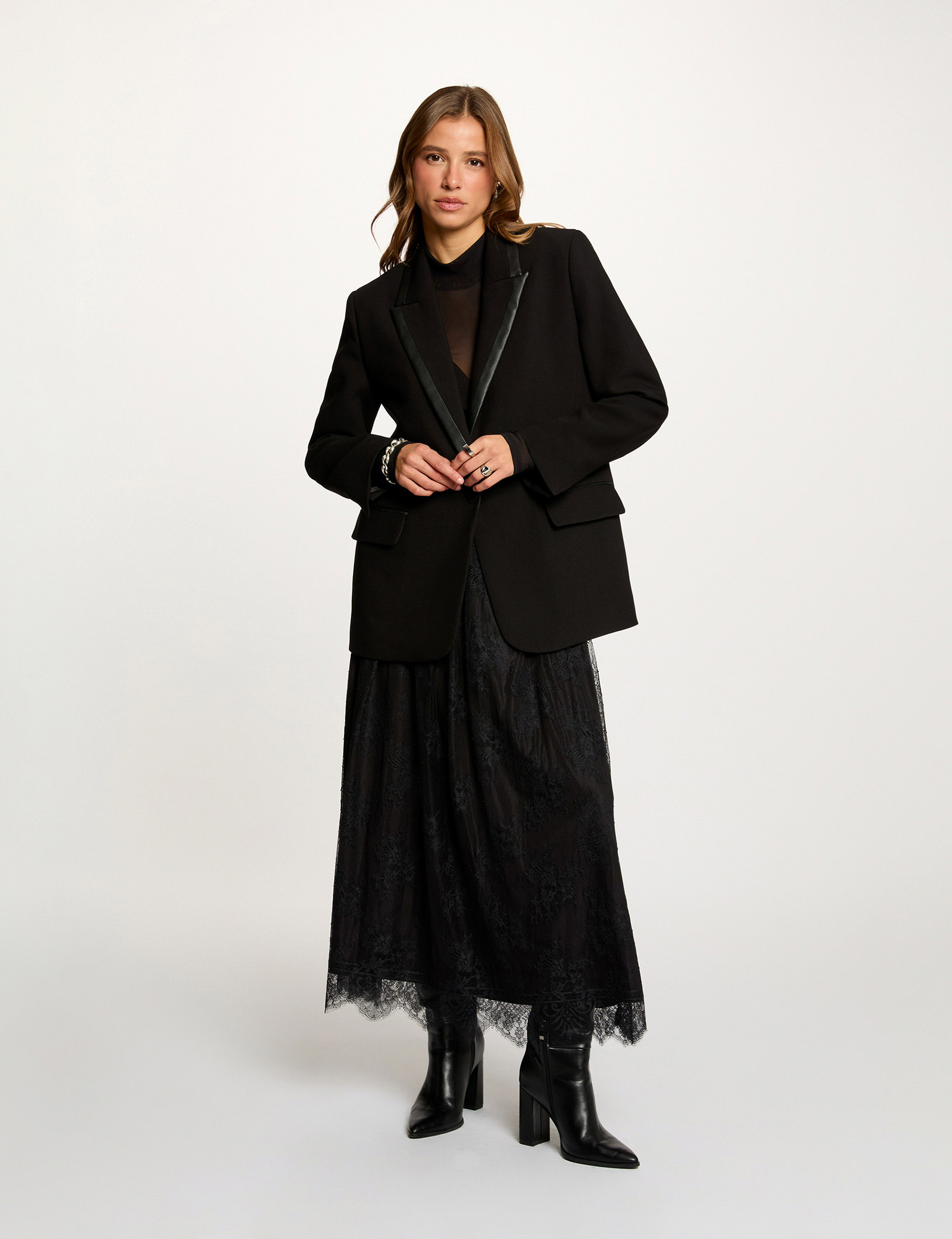 Tailored collar blazer black women