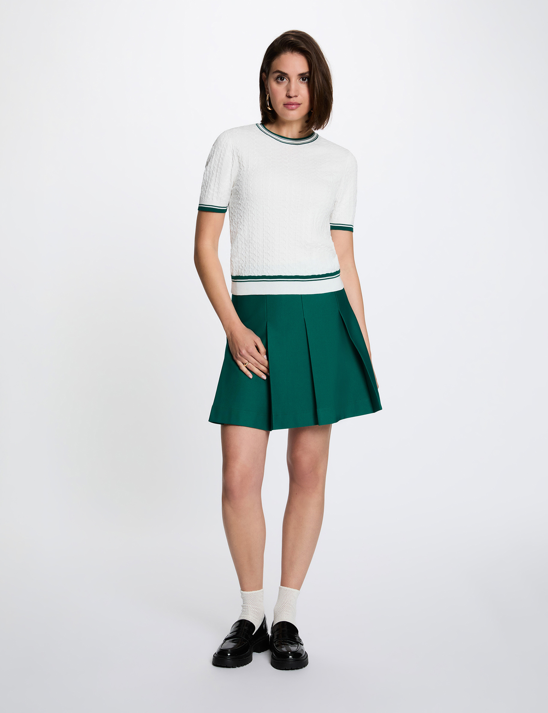 Lightweight short-sleeve sweater green women