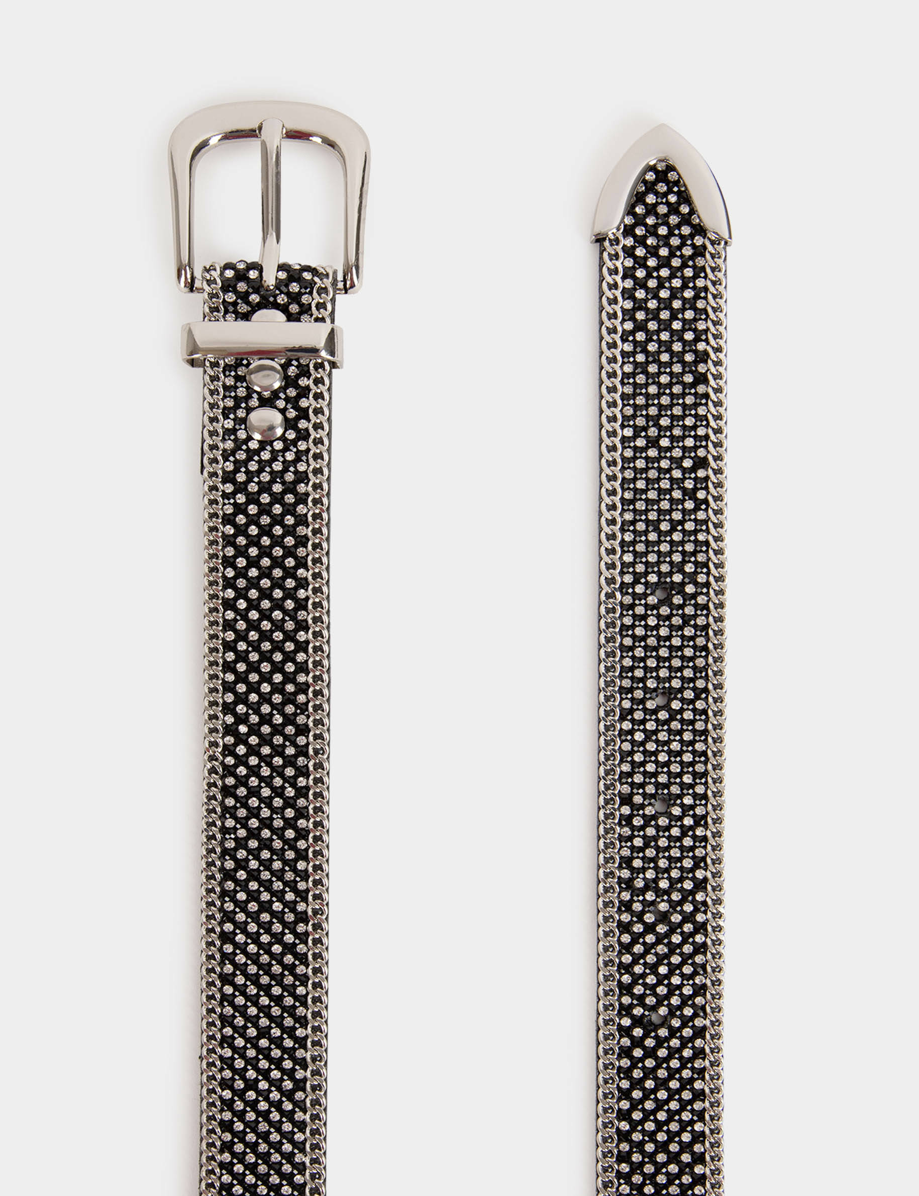 Belt with rhinestones silver ladies'