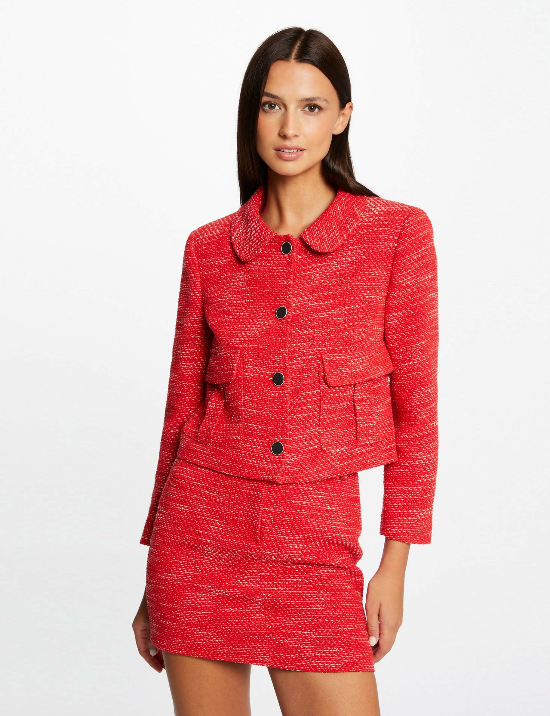 Straight buttoned jacket red ladies'