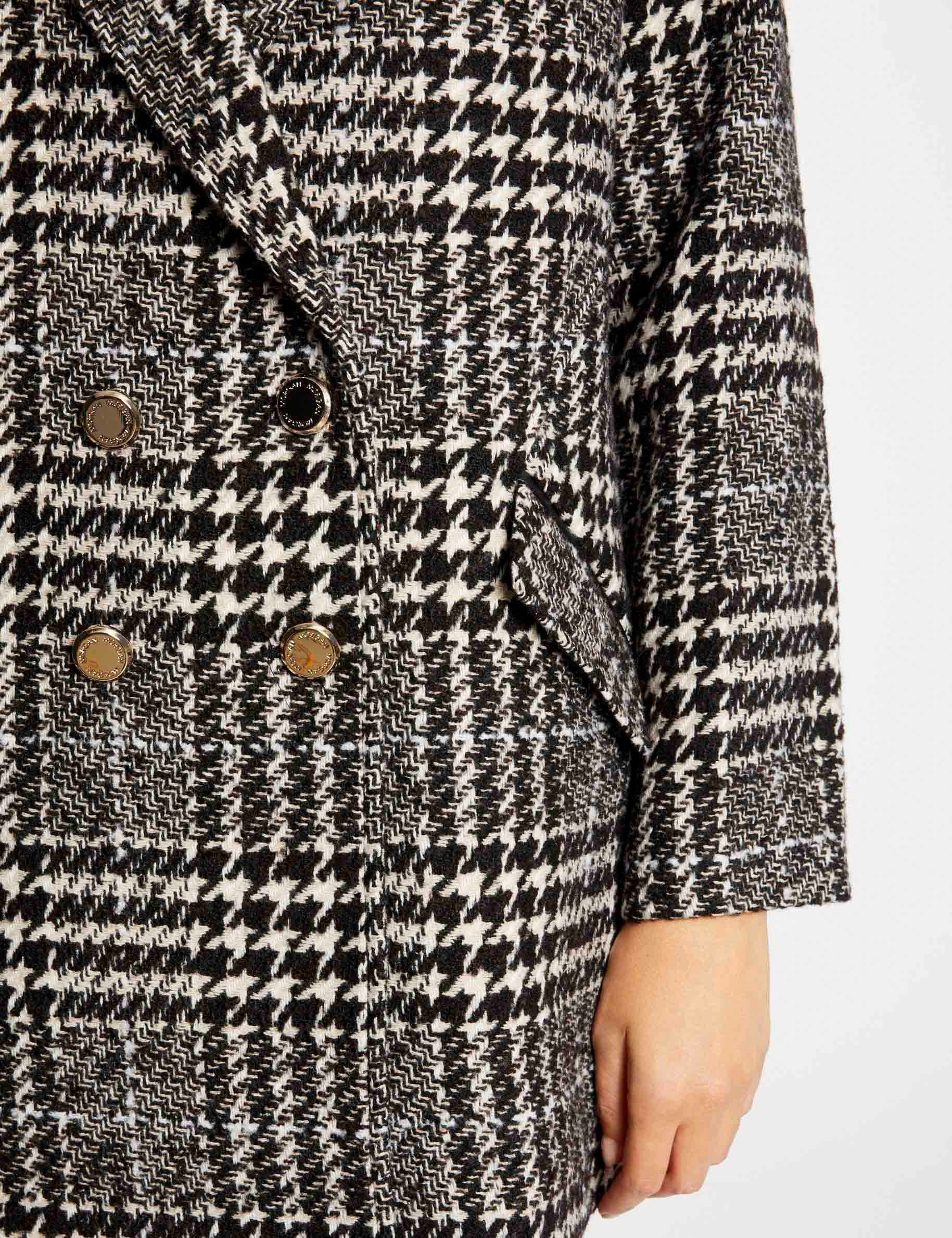 Straight coat with houndstooth print ecru ladies' Straight coat with houndstooth print ecru ladies'