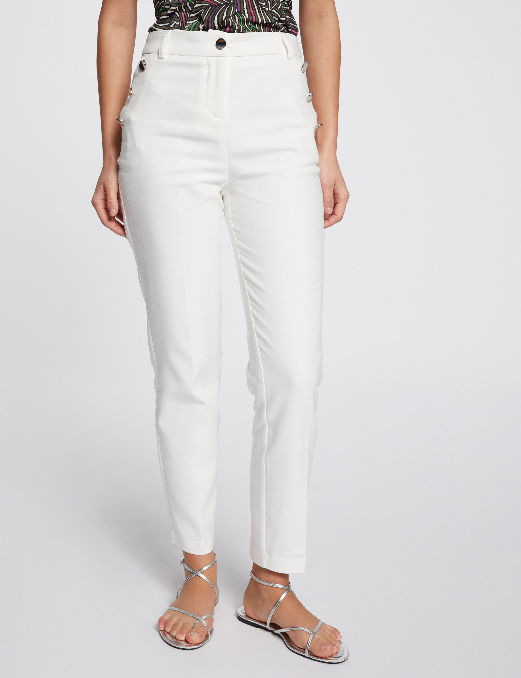 Cropped fitted trousers ecru ladies'