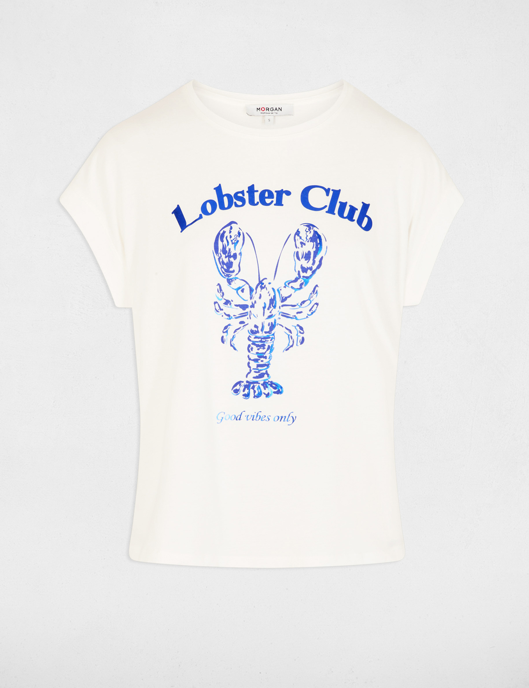 Straight t-shirt with round neck white women