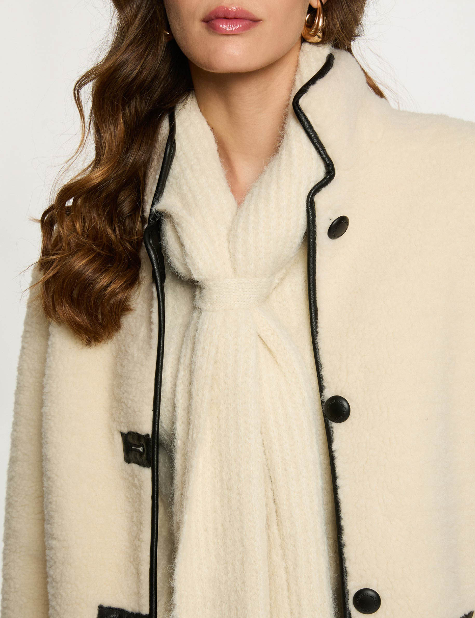 Oversized fluffy coat beige women