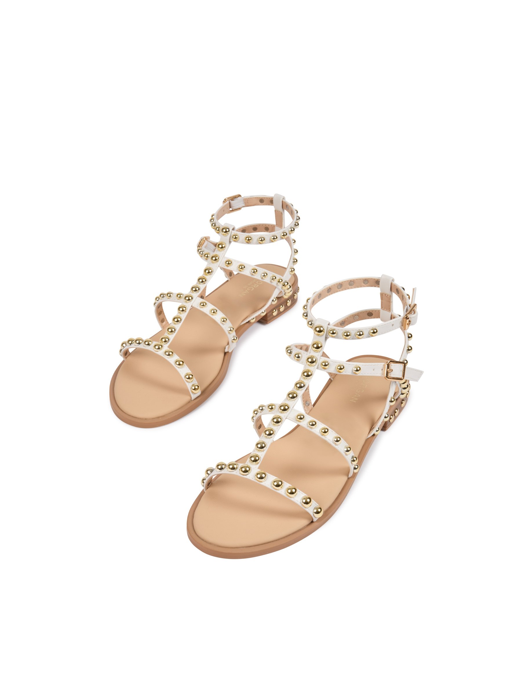 flat sandals with studs white women Flat sandals with studs white women