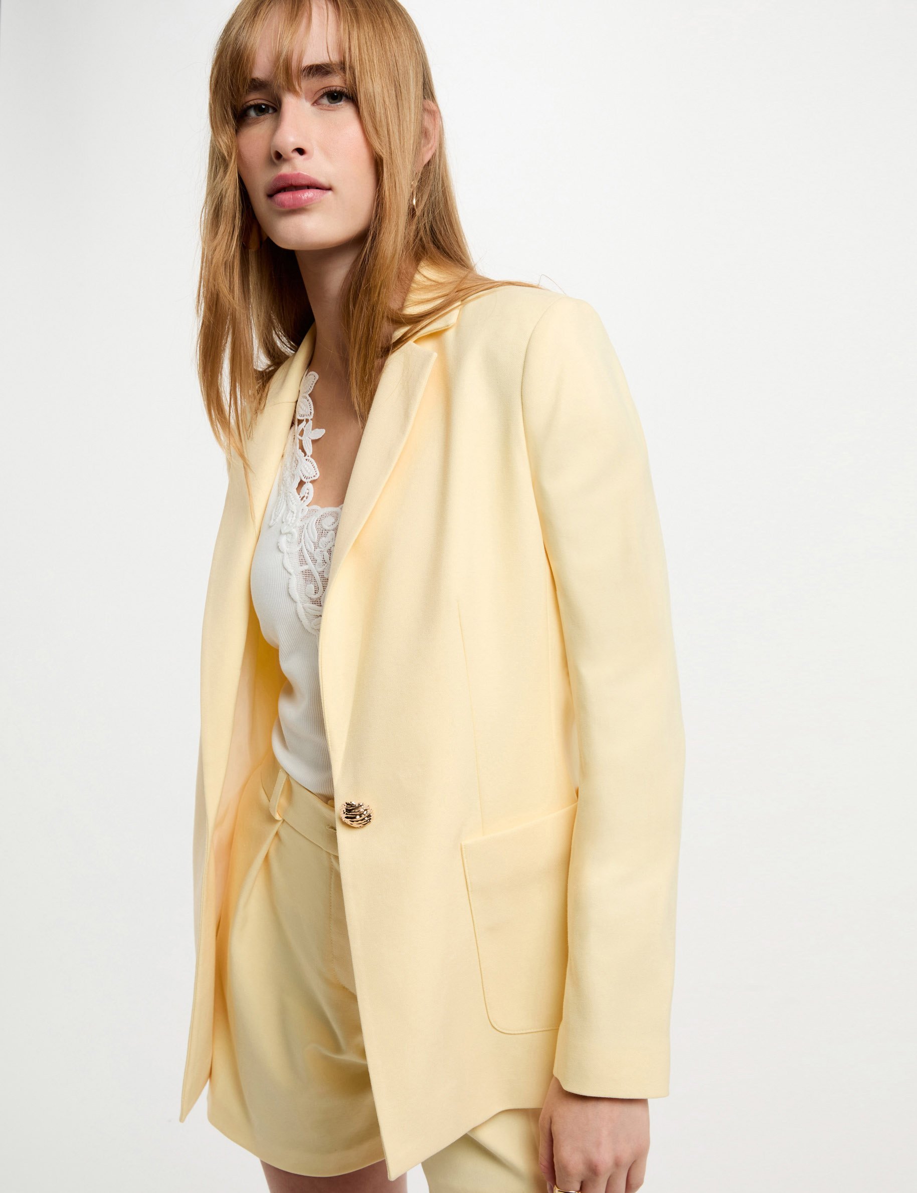 blazer with patch pockets pastel yellow women Blazer with patch pockets pastel yellow women