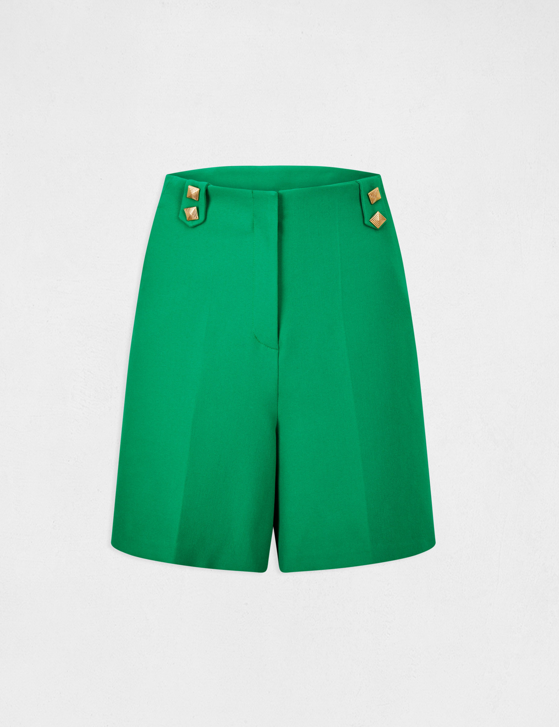 Straight city bermuda with darts green ladies' Straight city bermuda with darts green ladies'
