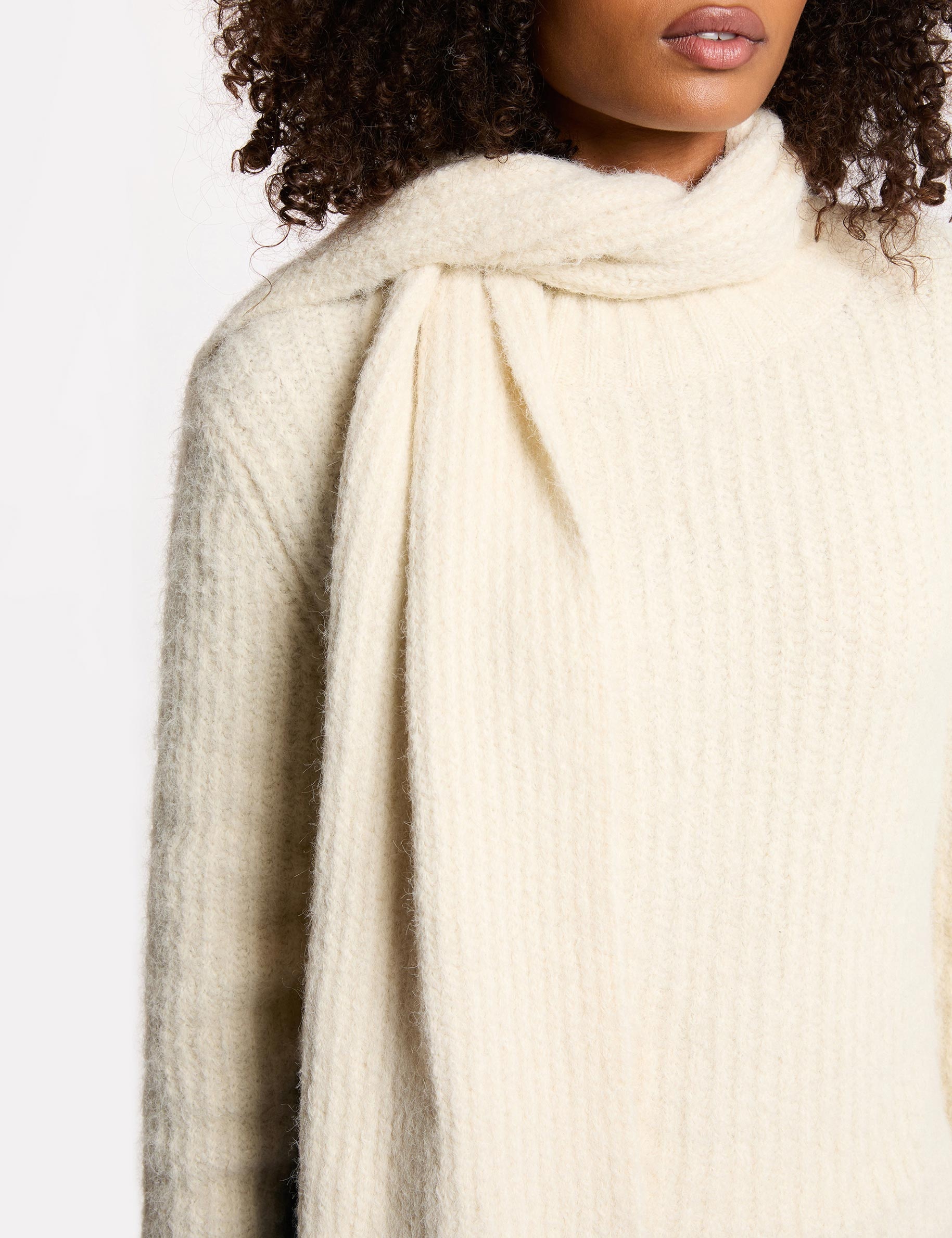 Sweater with scarf collar ivory women