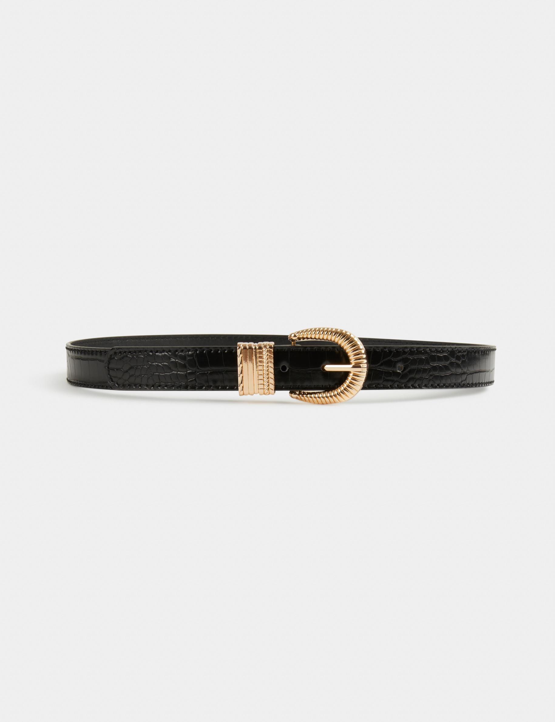 Belt with croc effect black ladies'