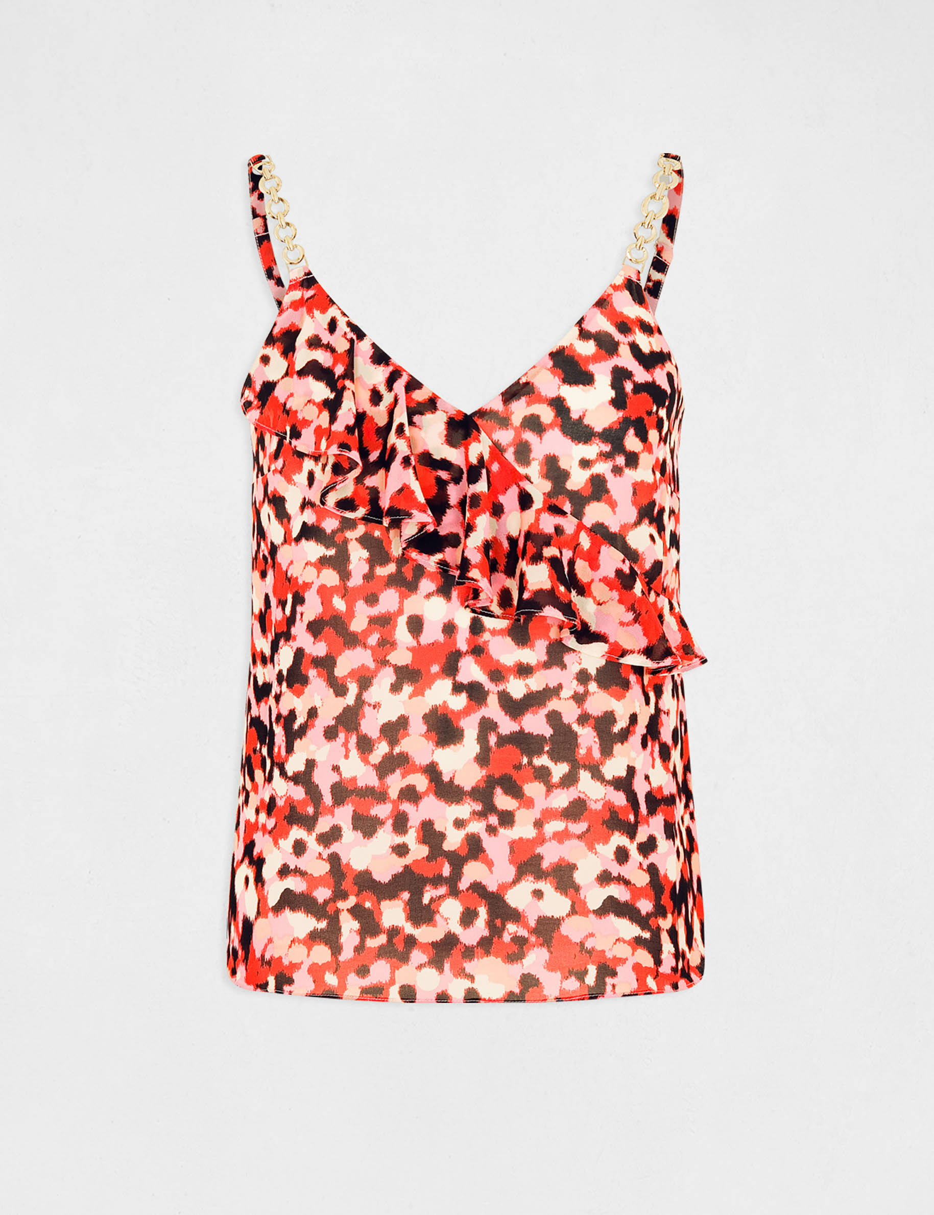 Printed vest top with thin straps pink ladies'