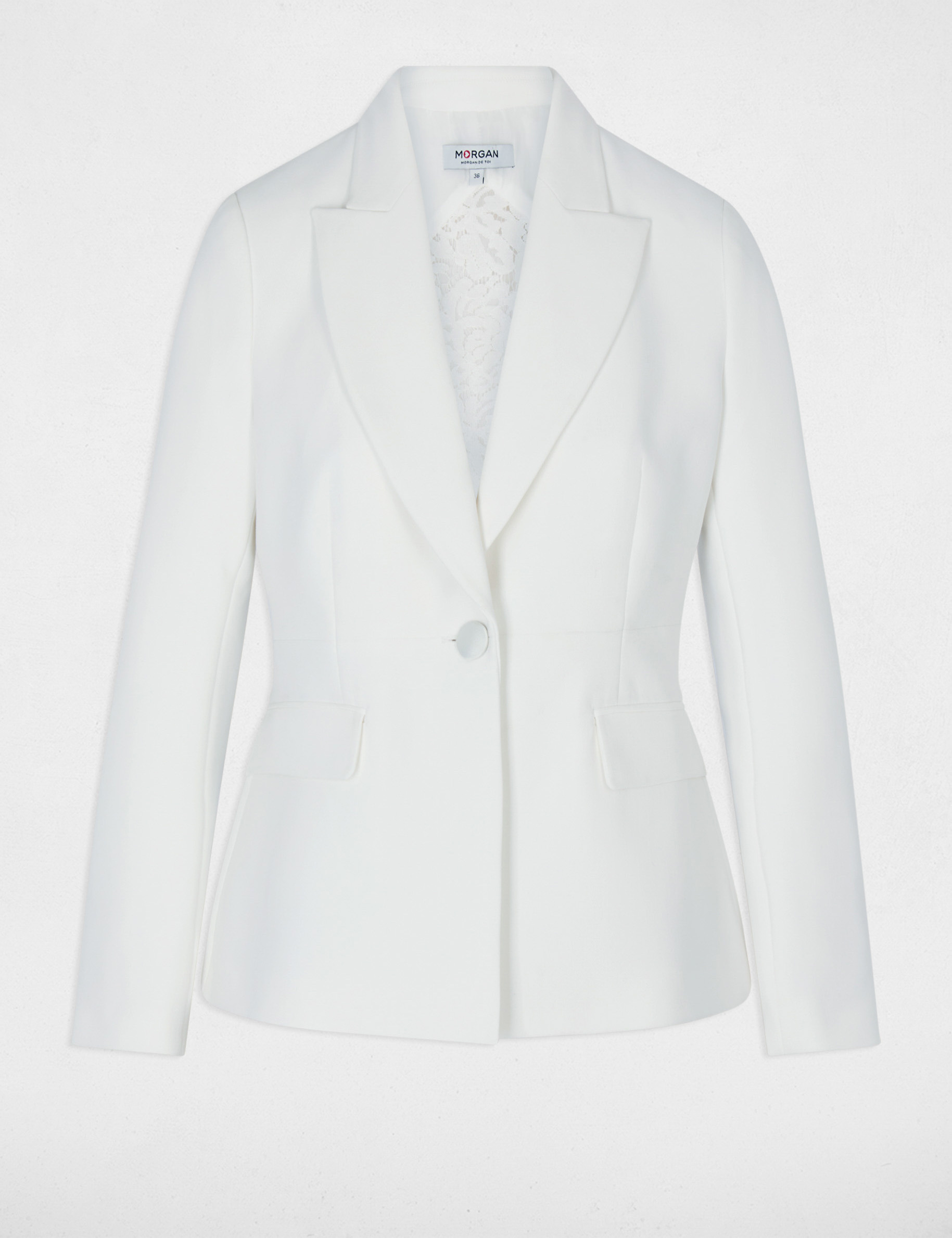 Fitted lace blazer white women