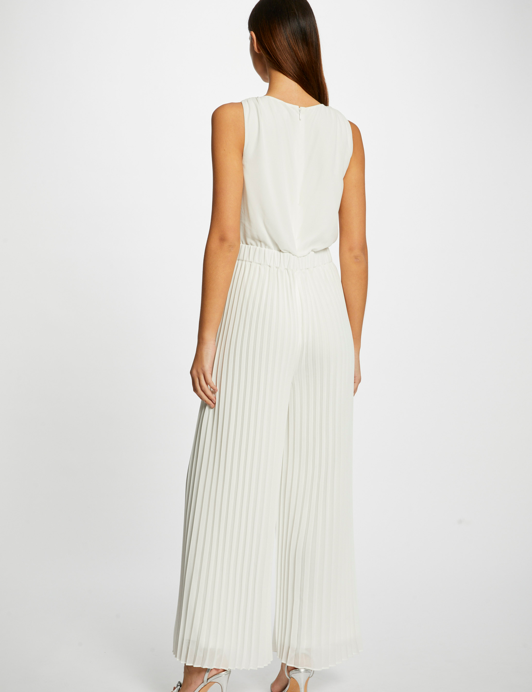 loose jumpsuit with pleated legs ecru women Loose jumpsuit with pleated legs ecru women