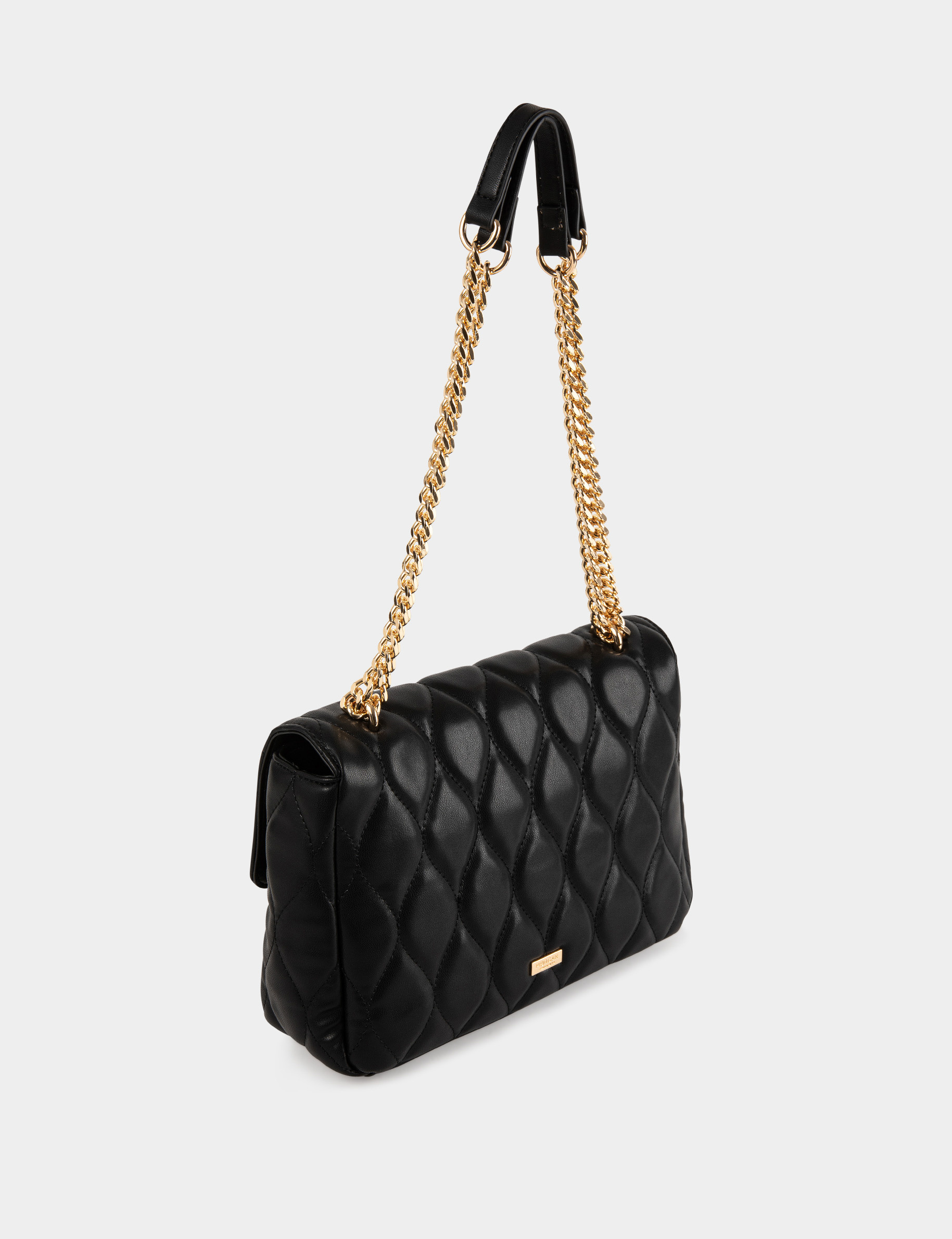 Quilted flap bag black ladies'