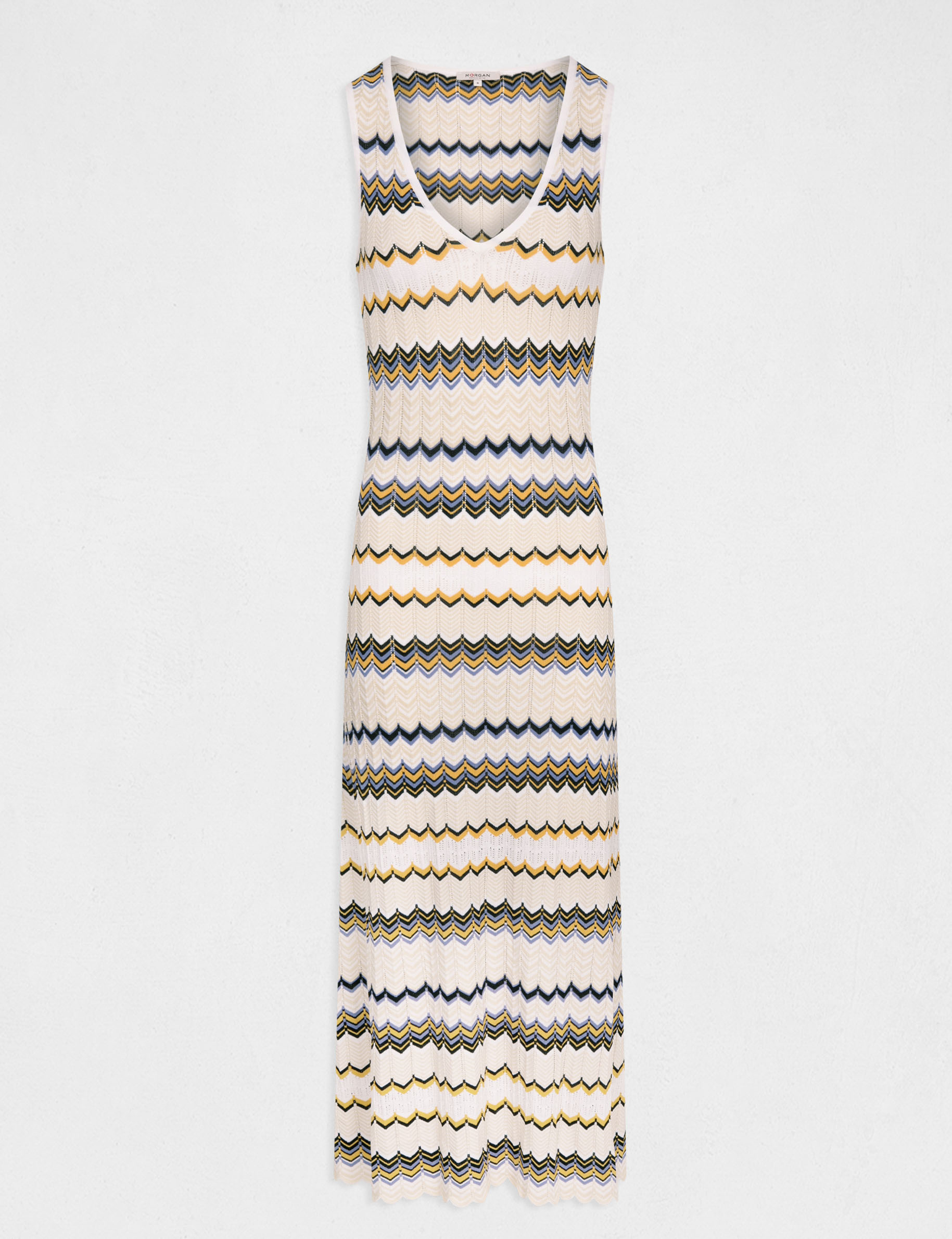 Maxi straight jumper dress chevron print ivory ladies' Maxi straight jumper dress chevron print ivory ladies'