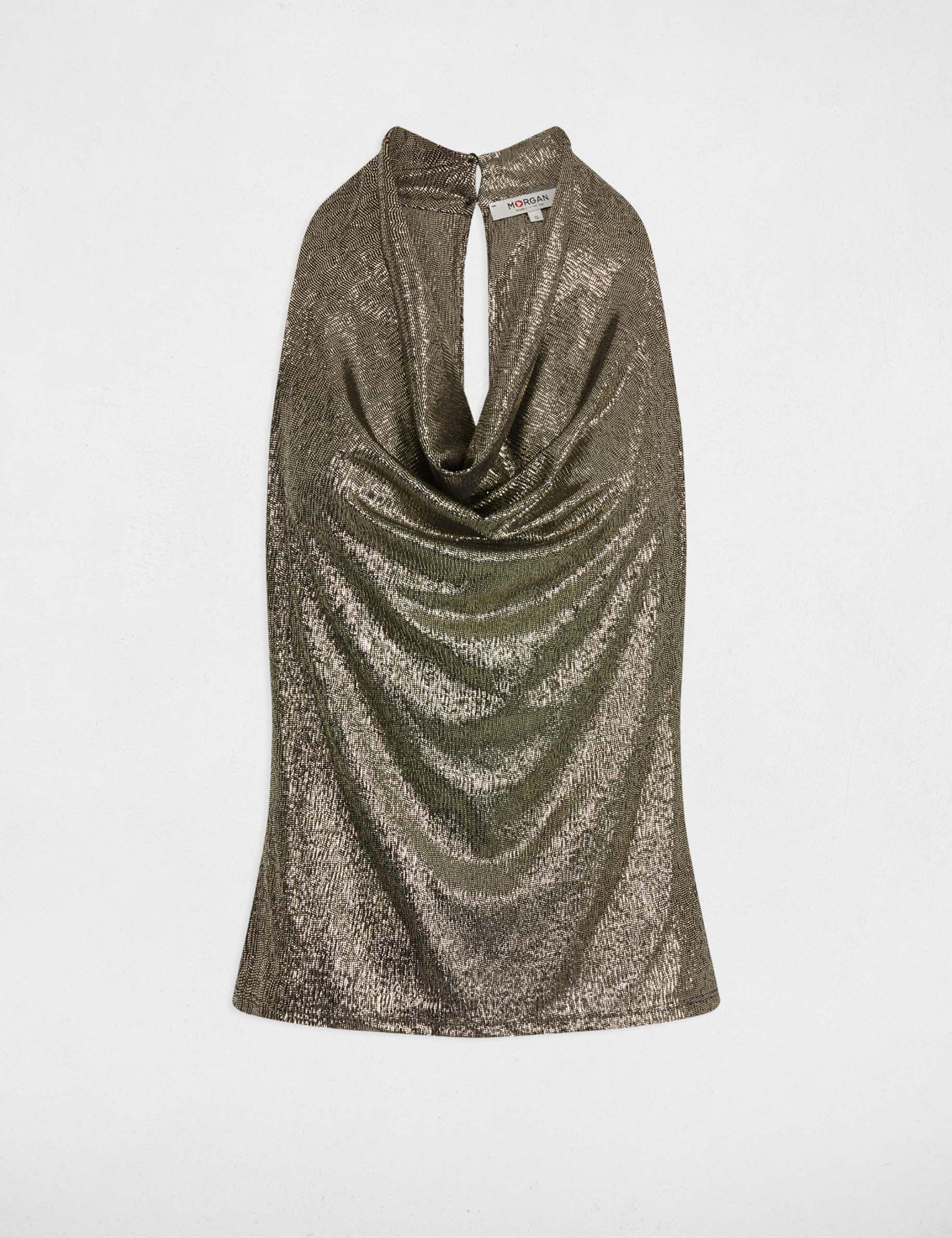 T-shirt col bénitier jaune or femme