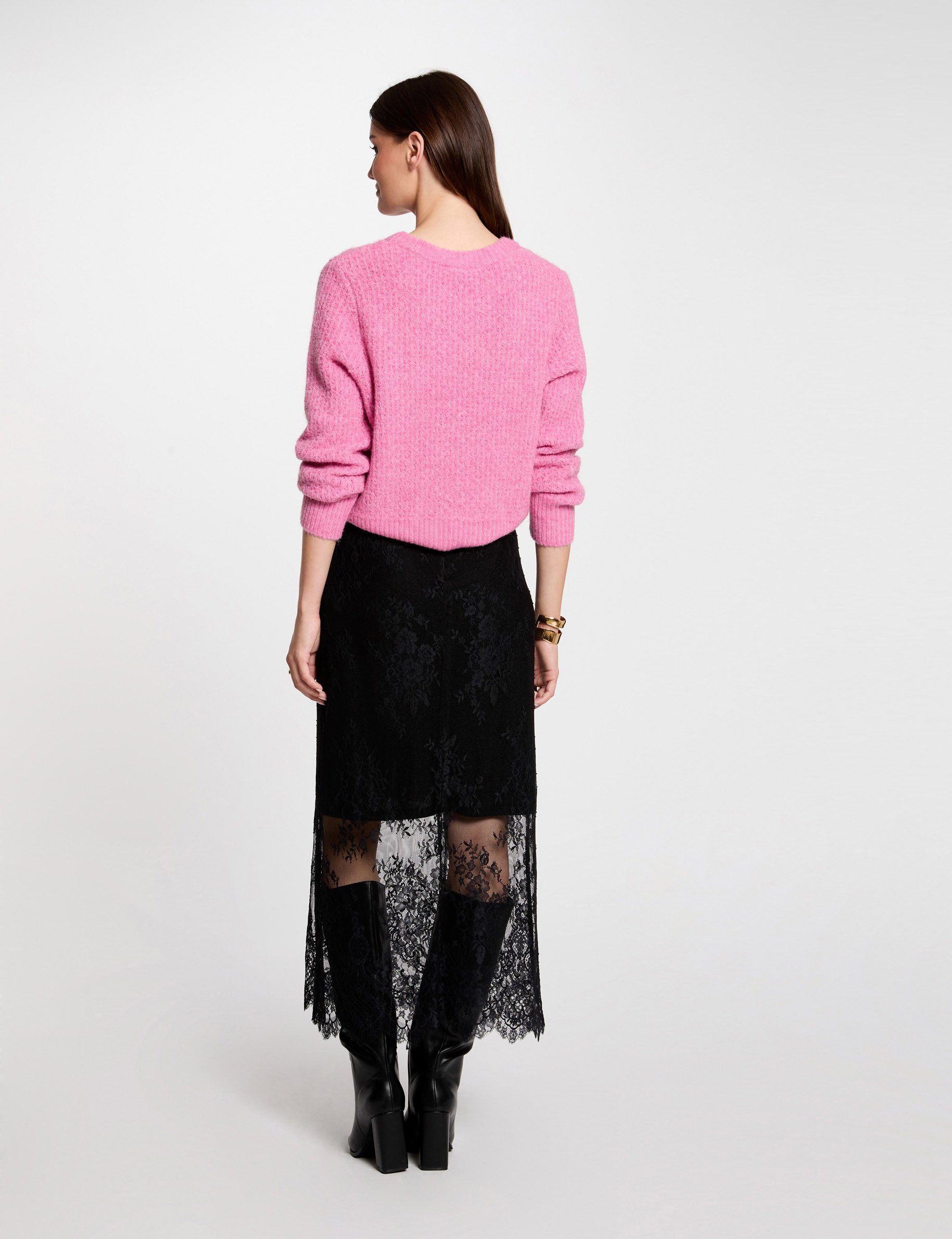 jumper round neck long sleeves medium pink women Jumper round neck long sleeves medium pink women