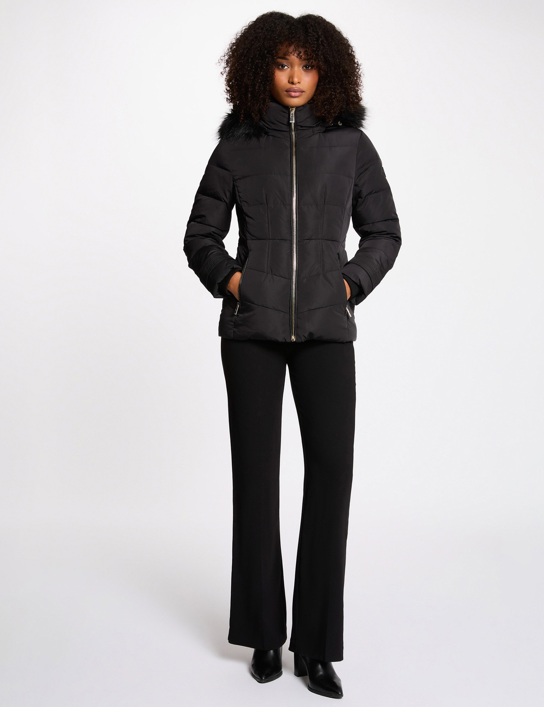 Doudoune courte ajustée noir femme