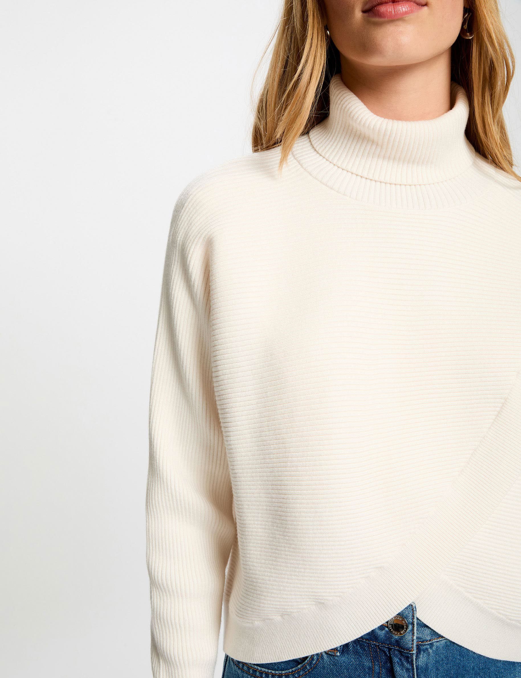 long sleeved jumper wrap over effect ivory women Long-sleeved jumper wrap-over effect ivory women