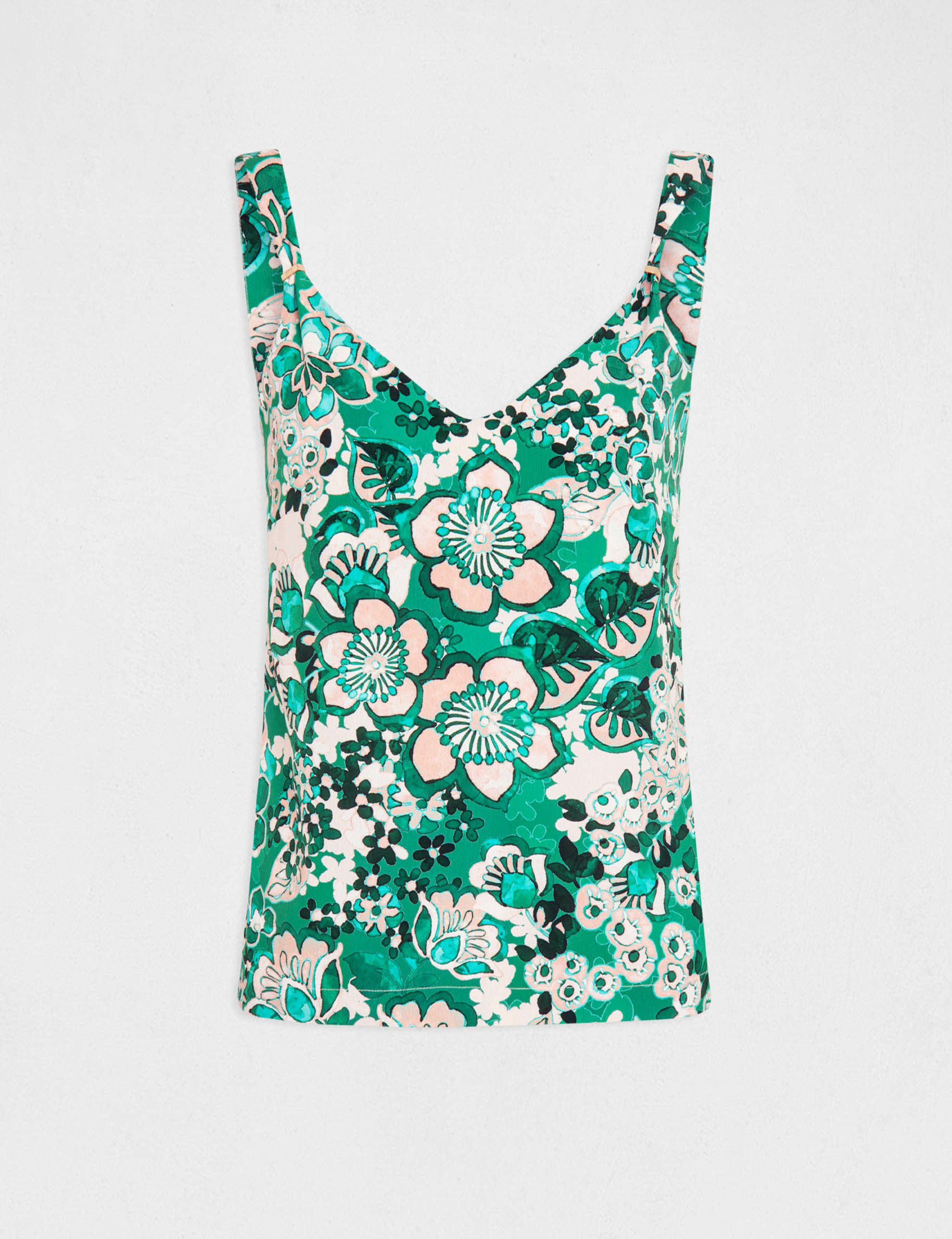Blouse wide straps and vegetal print multico ladies'