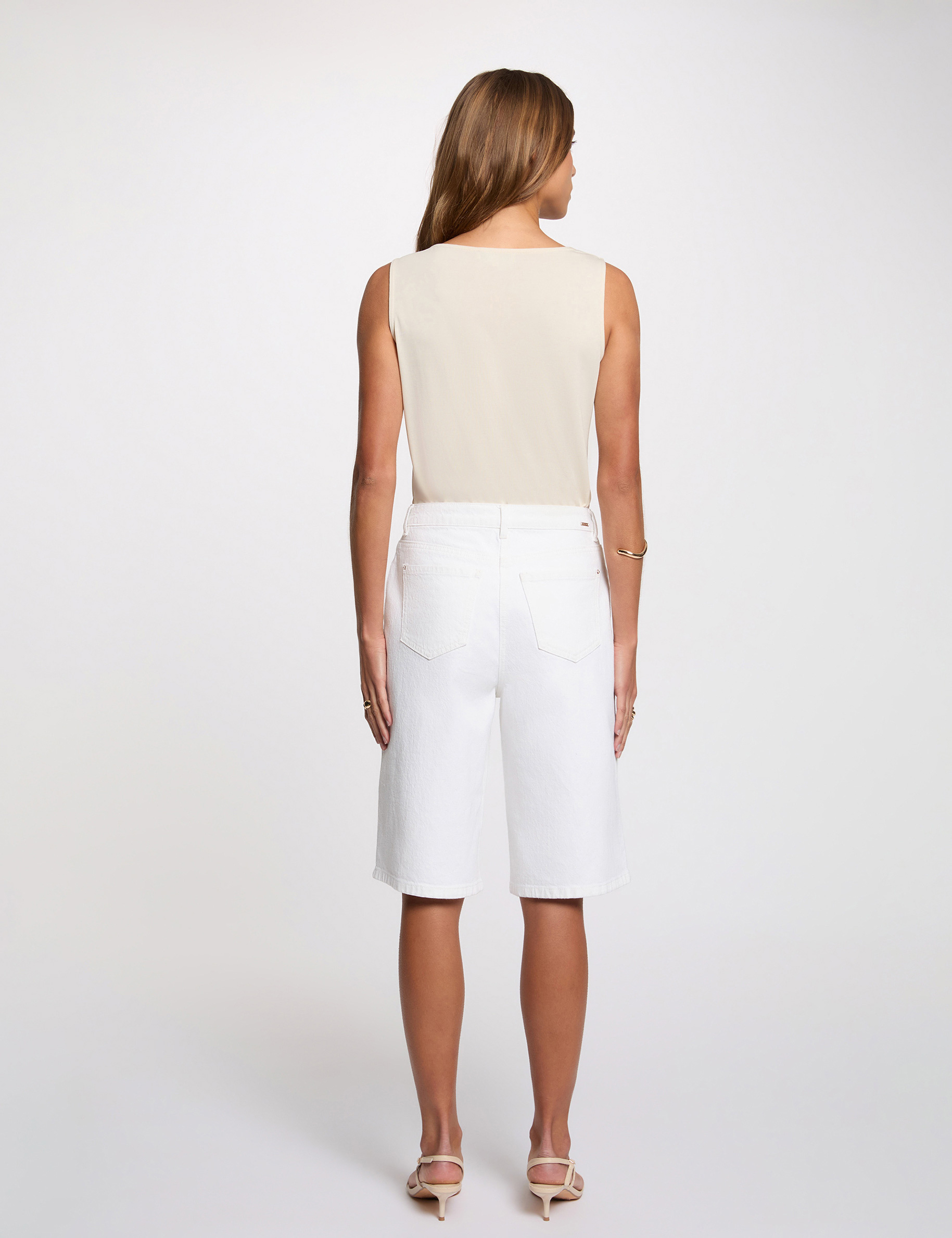 Cowl neck tank top light beige women