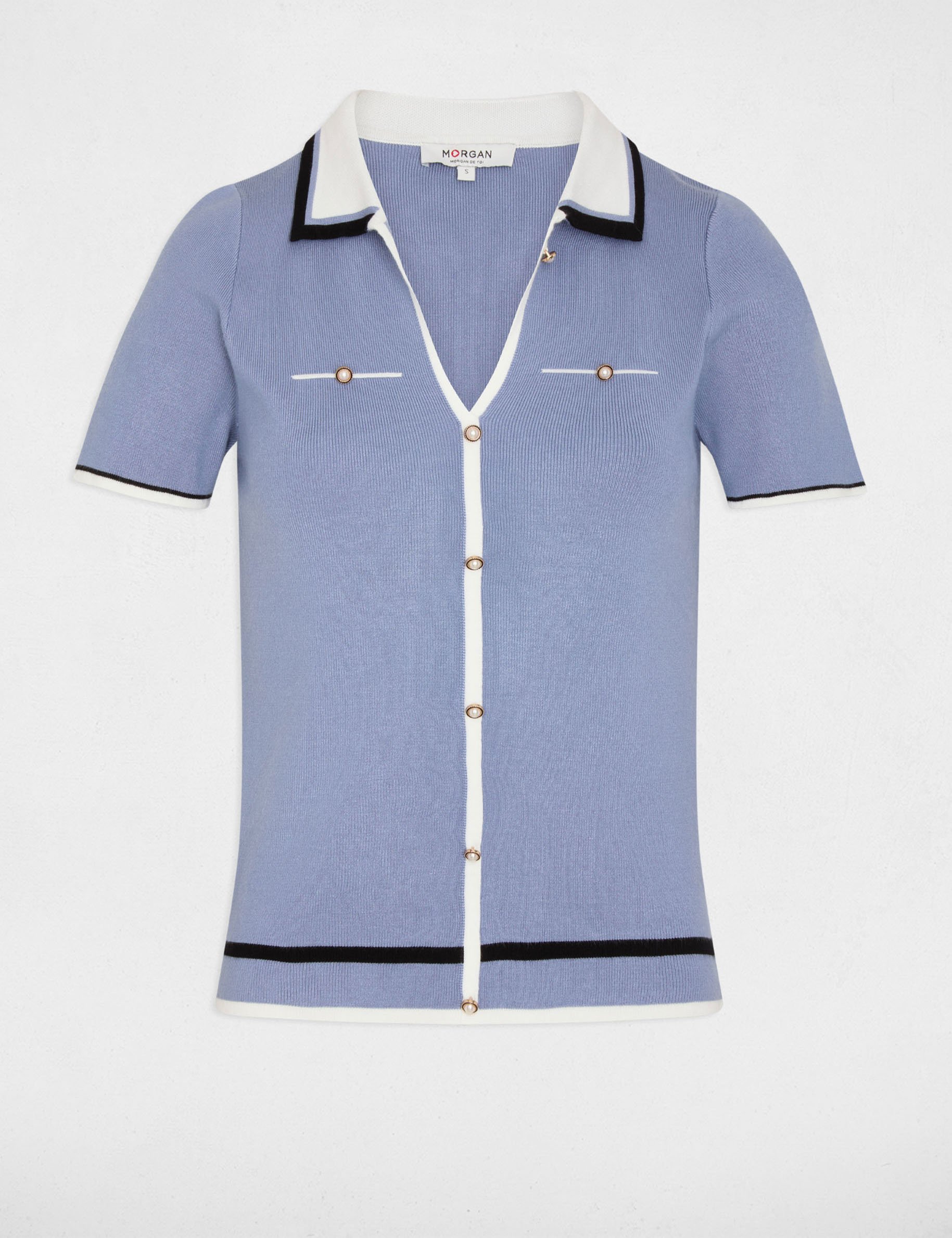 jumper polo collar and short sleeves blue women Jumper polo collar and short sleeves blue women