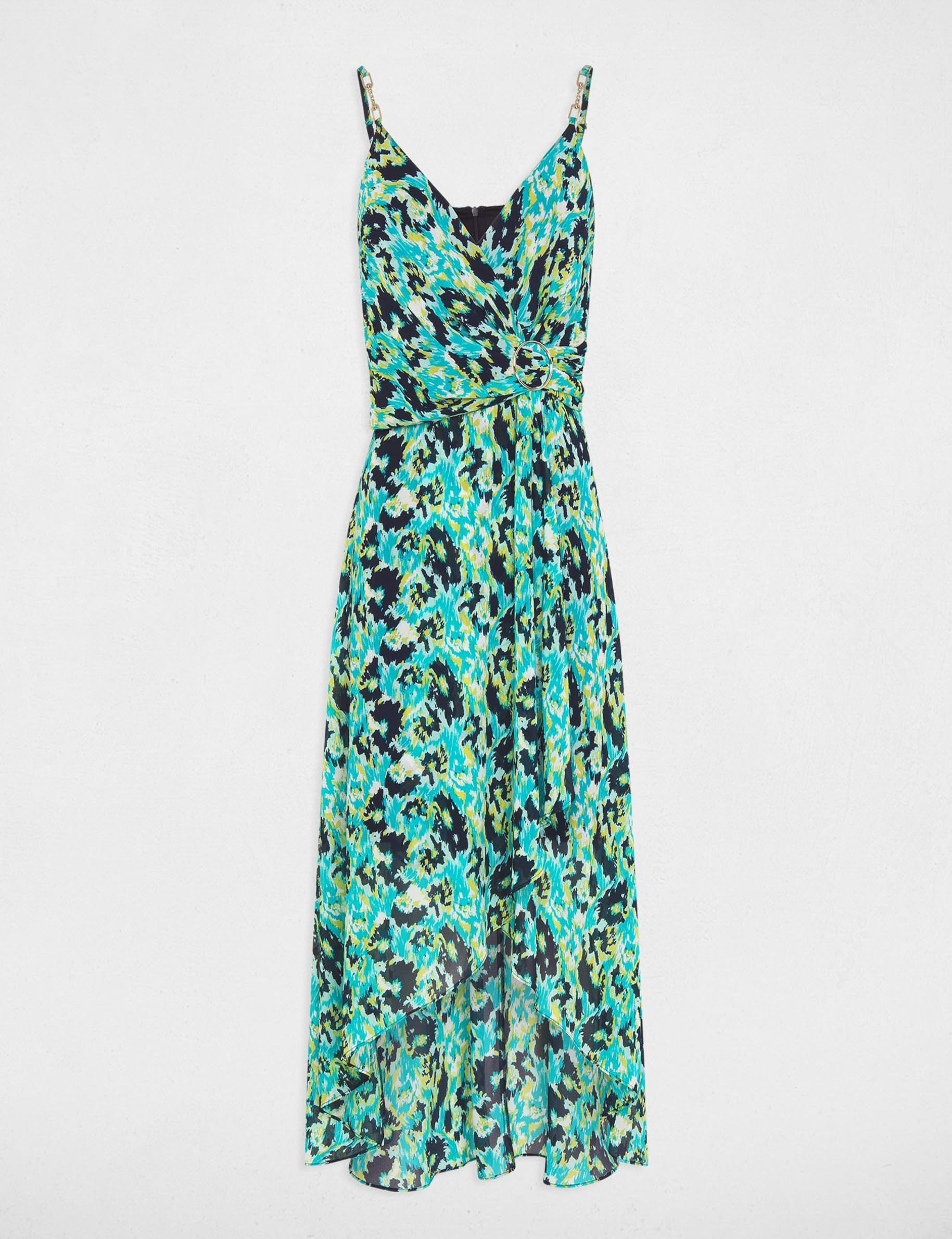 printed waisted maxi dress green women Printed waisted maxi dress green women