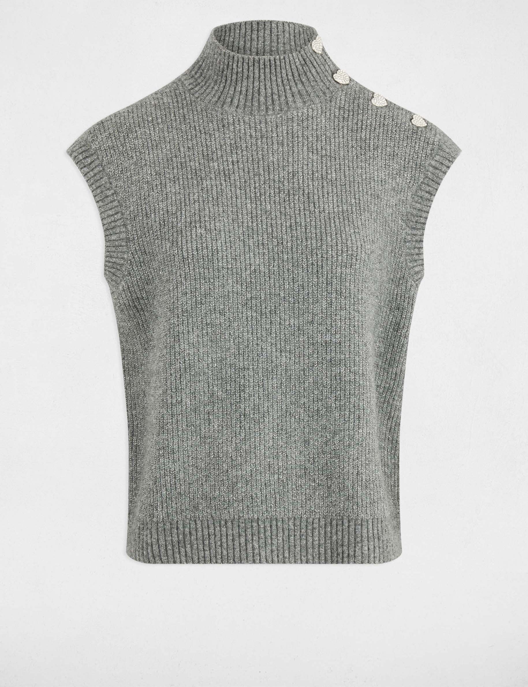 pull sans manches gris fonce femme Pull sans manches gris foncé femme