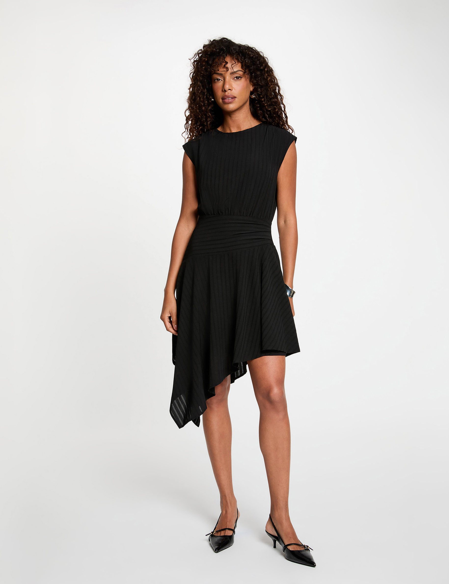 Asymmetric dress with short sleeves black women