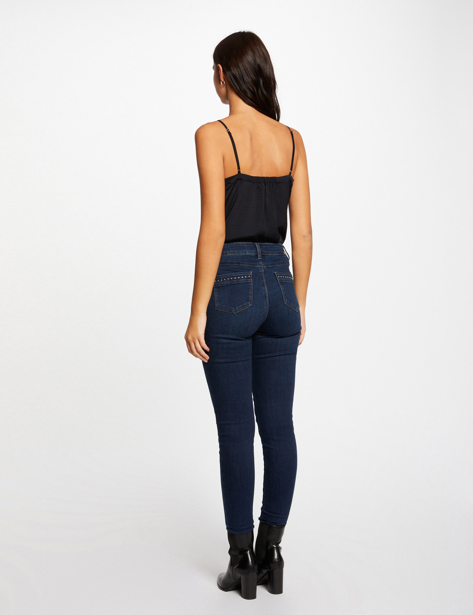 Skinny jeans with zipped details raw denim ladies'