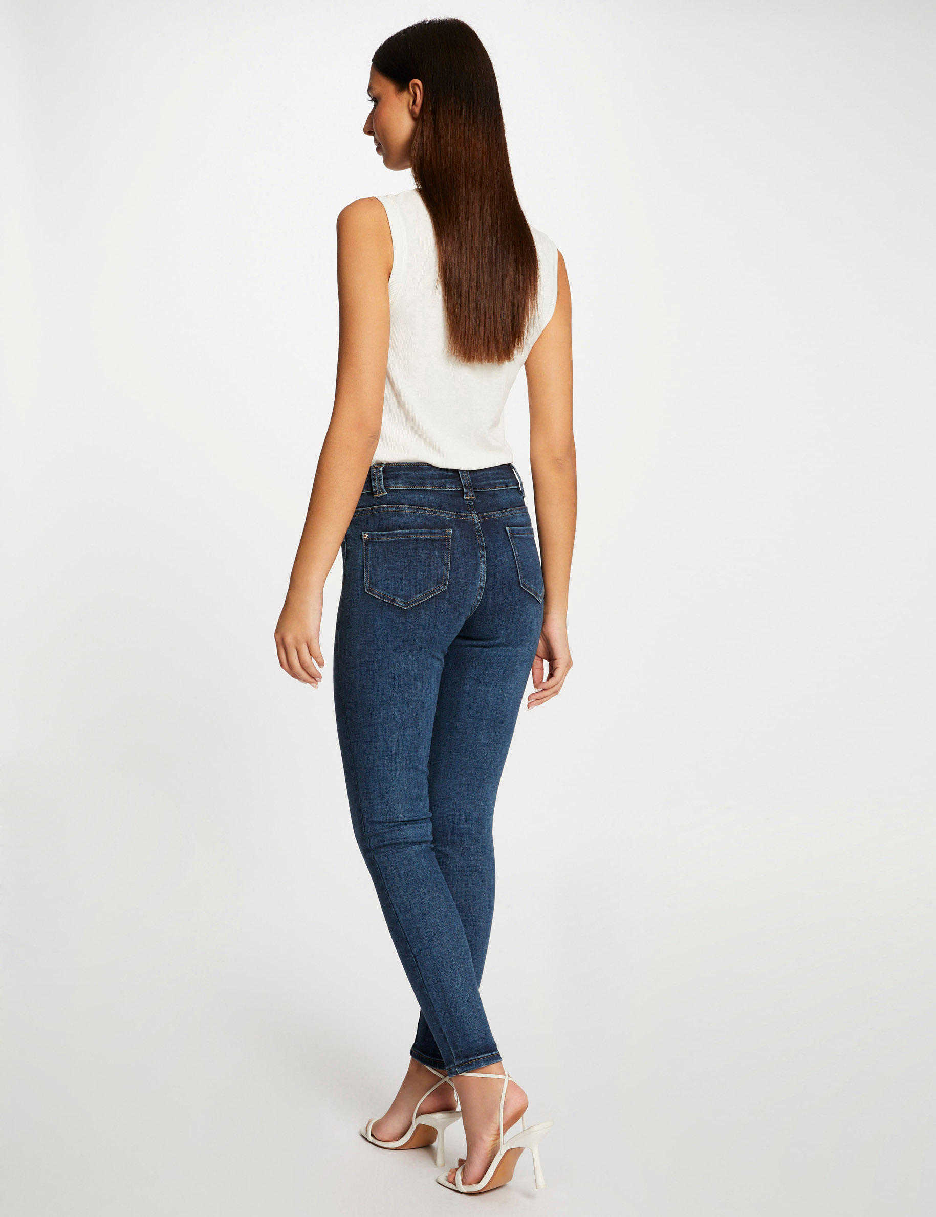 Buttoned slim jeans stone denim ladies'