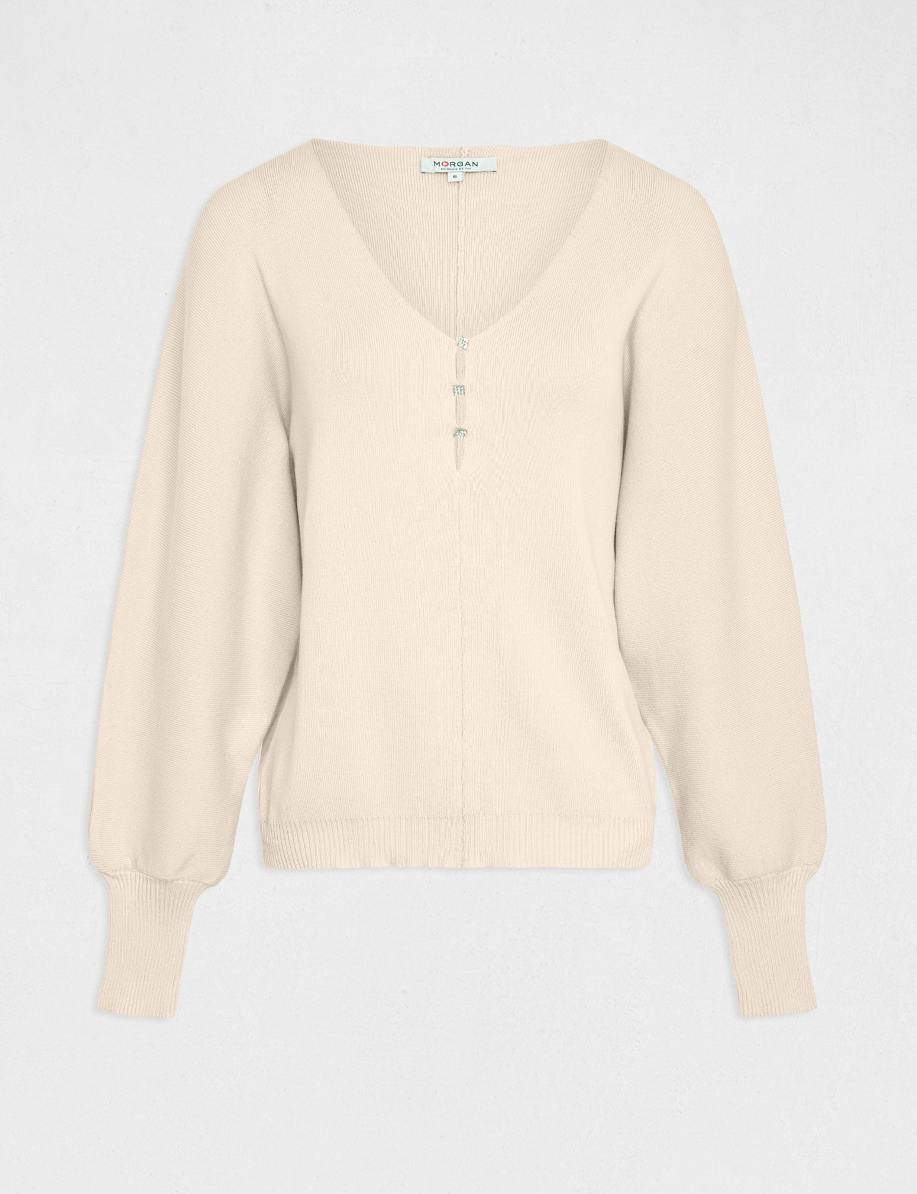 Long-sleeved jumper decorative buttons light pink ladies'