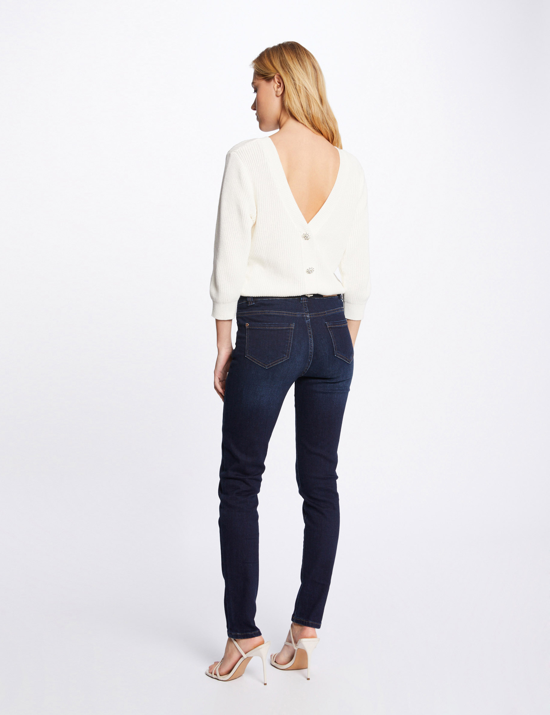 Jumper 3/4-length sleeves with open back ivory ladies'