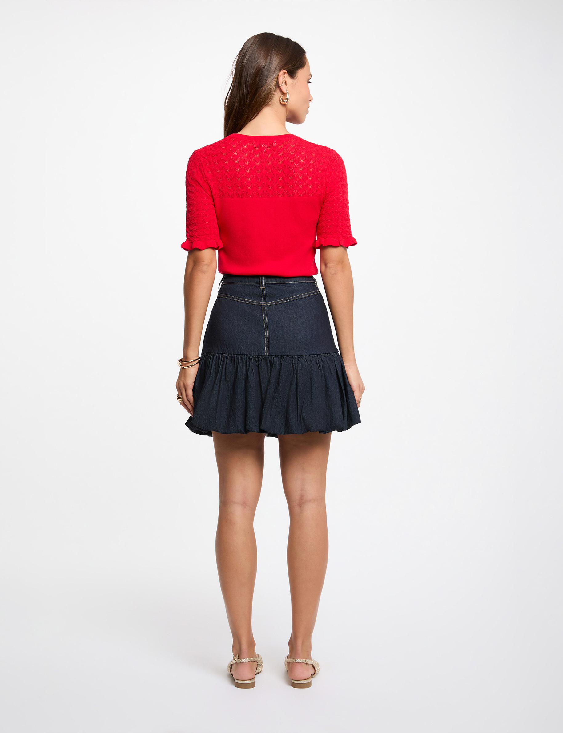 Short-sleeve sweater red women