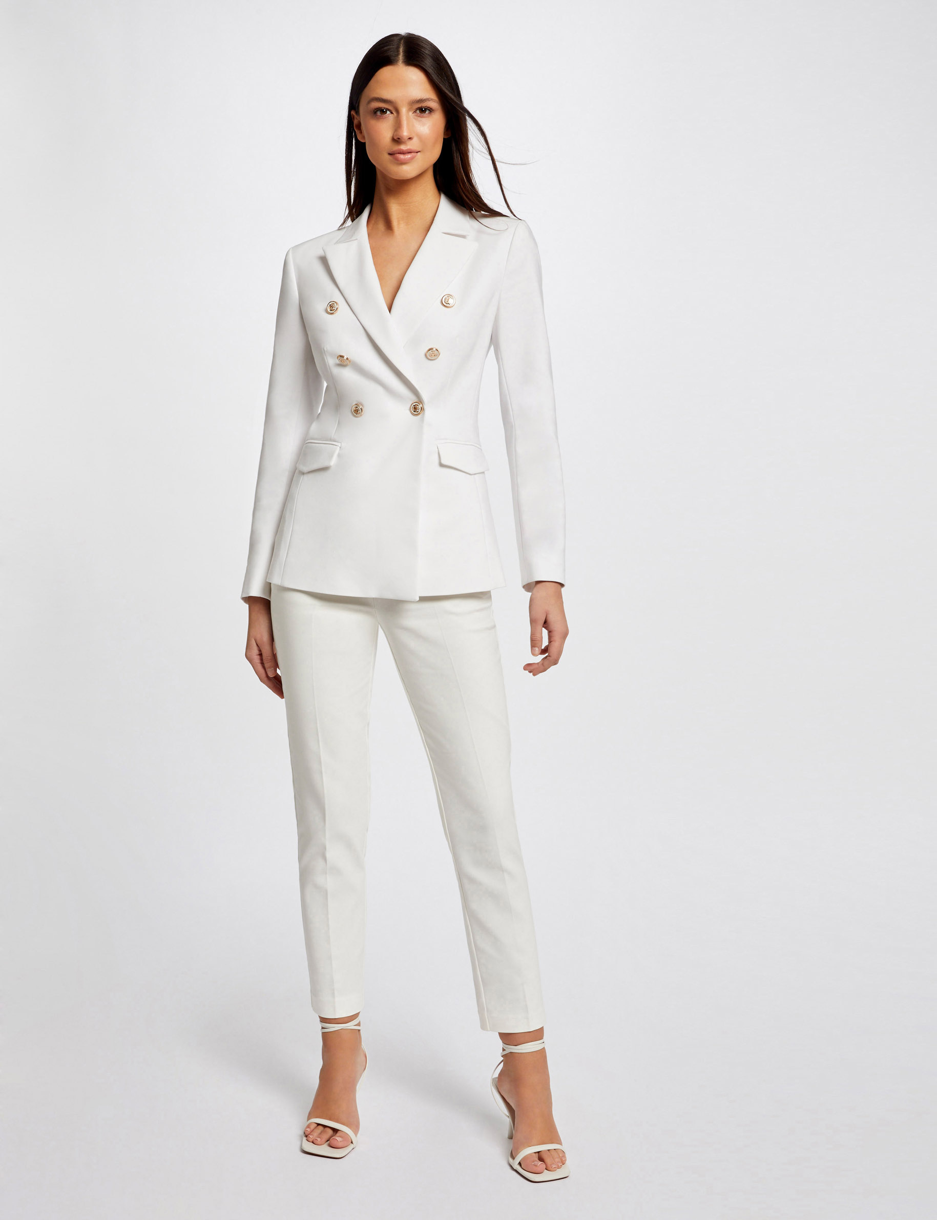 Fitted cropped trousers with darts ecru ladies' Fitted cropped trousers with darts ecru ladies'